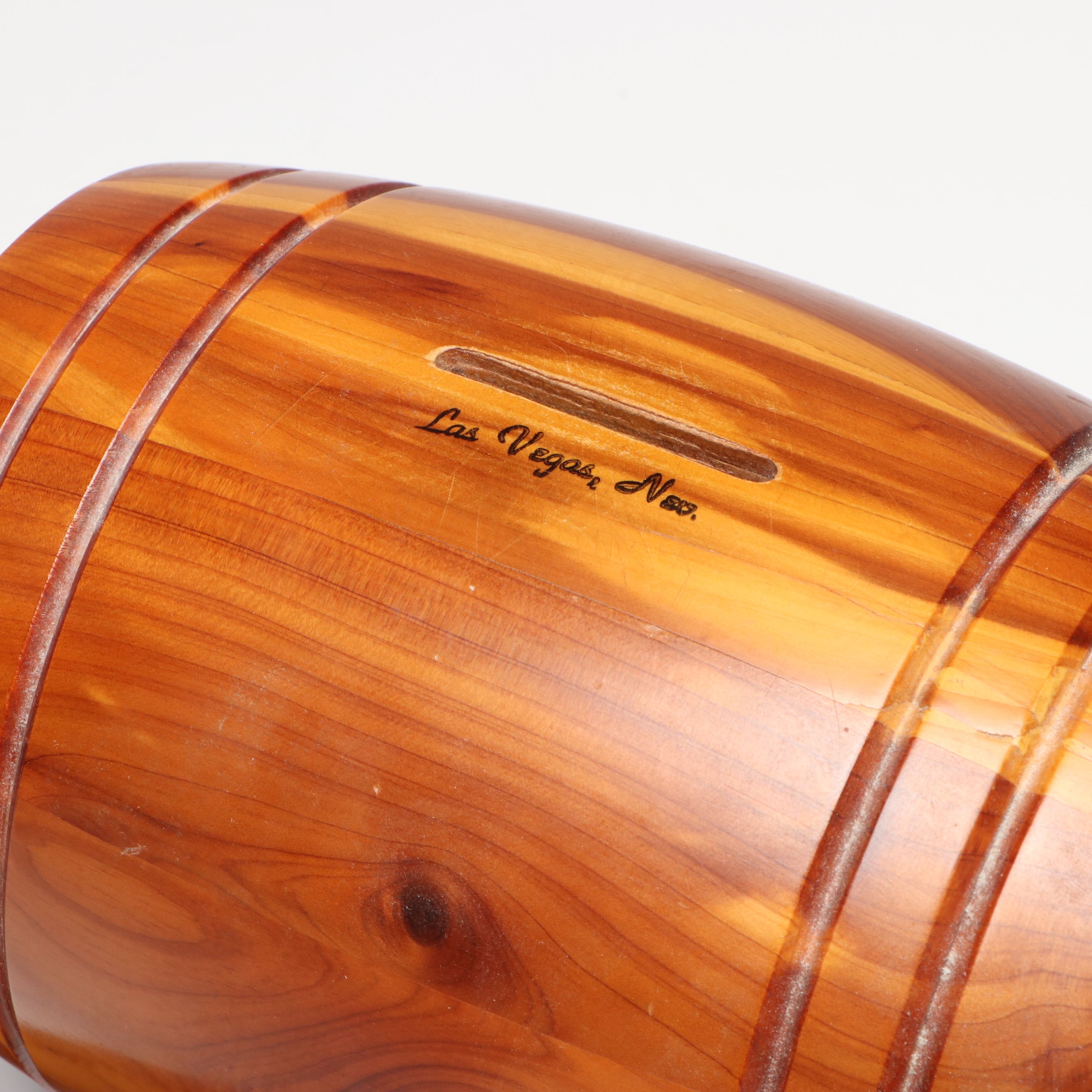 Turned Wood Vases with Enameled Box and Keg Bank