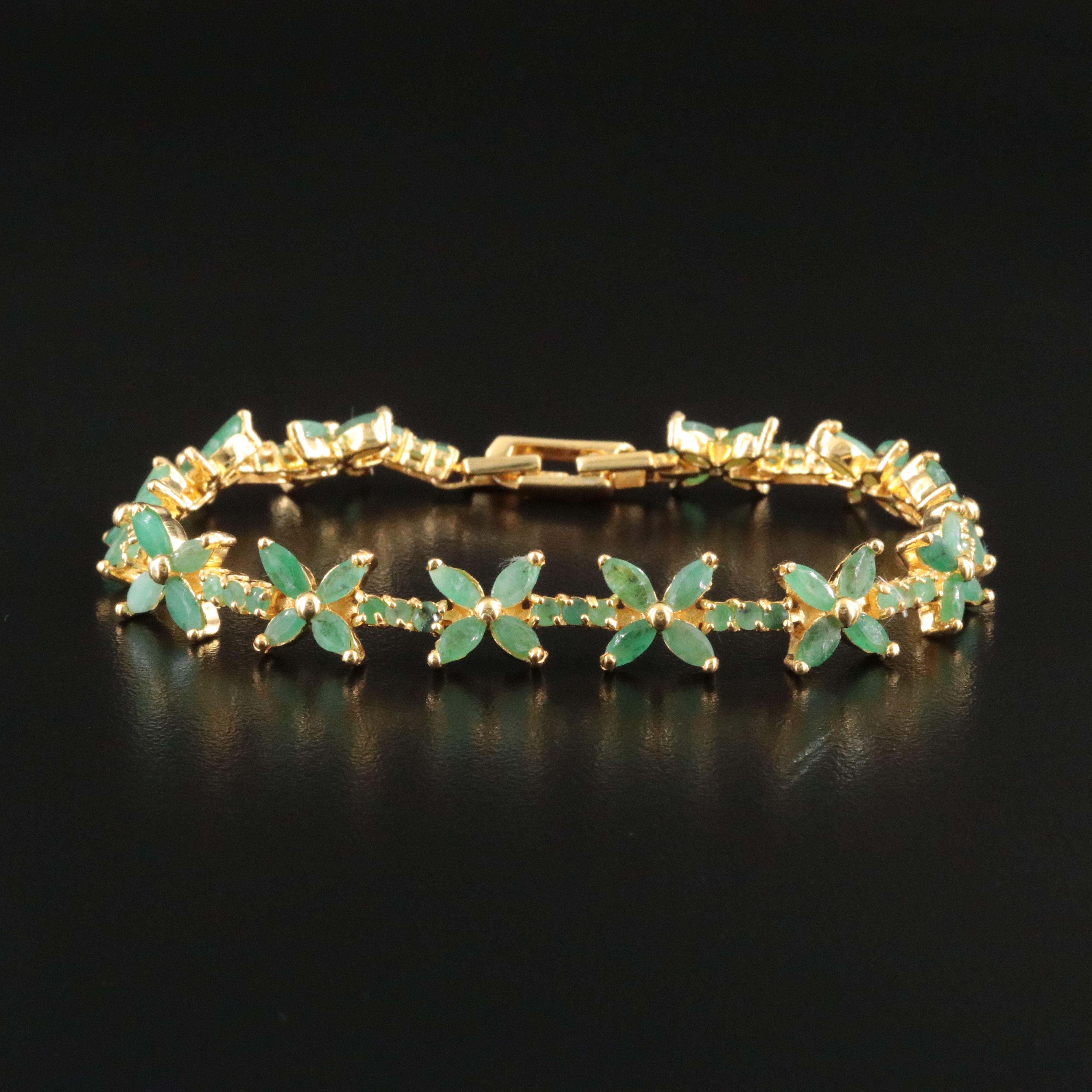 Sterling Emerald Floral Bracelet