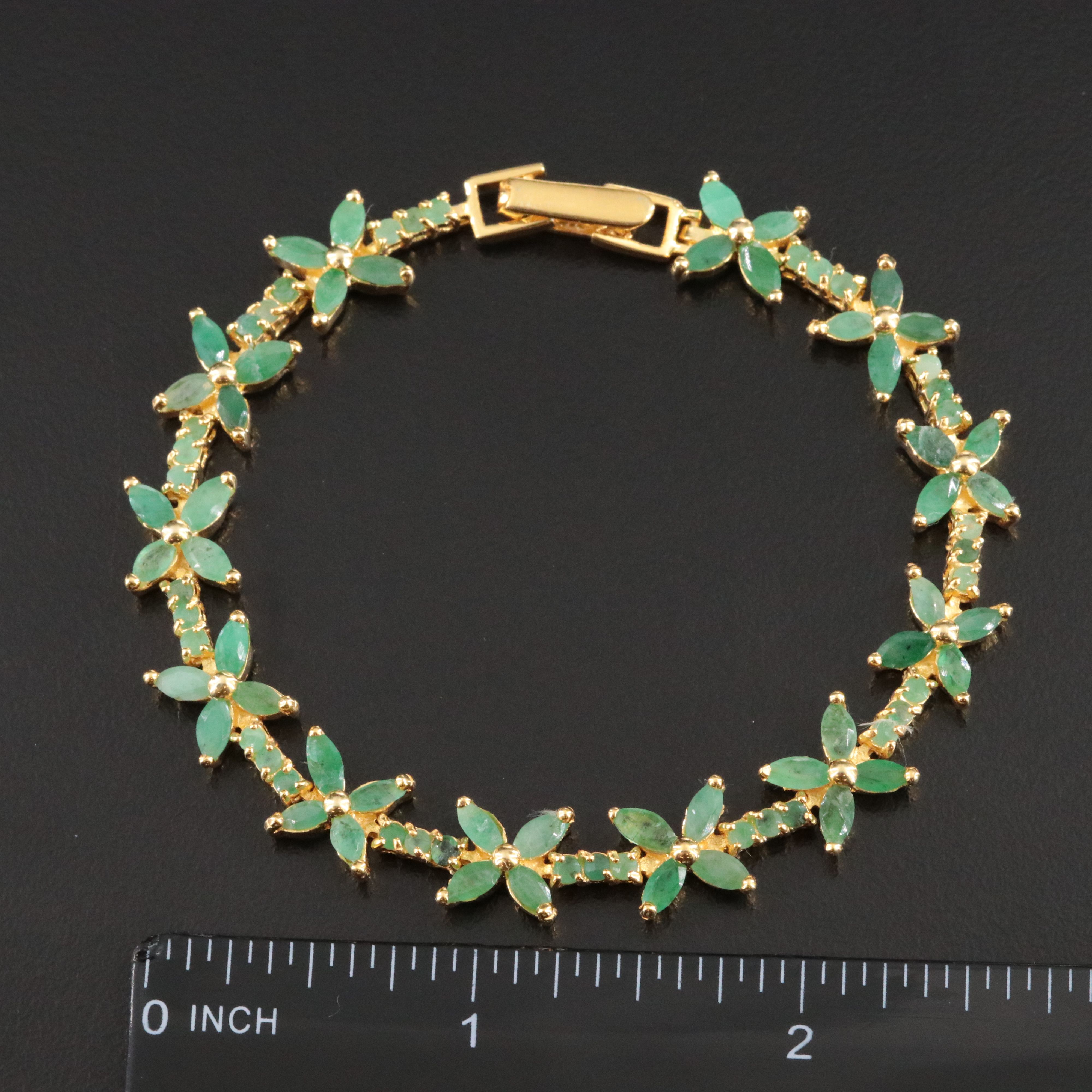 Sterling Emerald Floral Bracelet