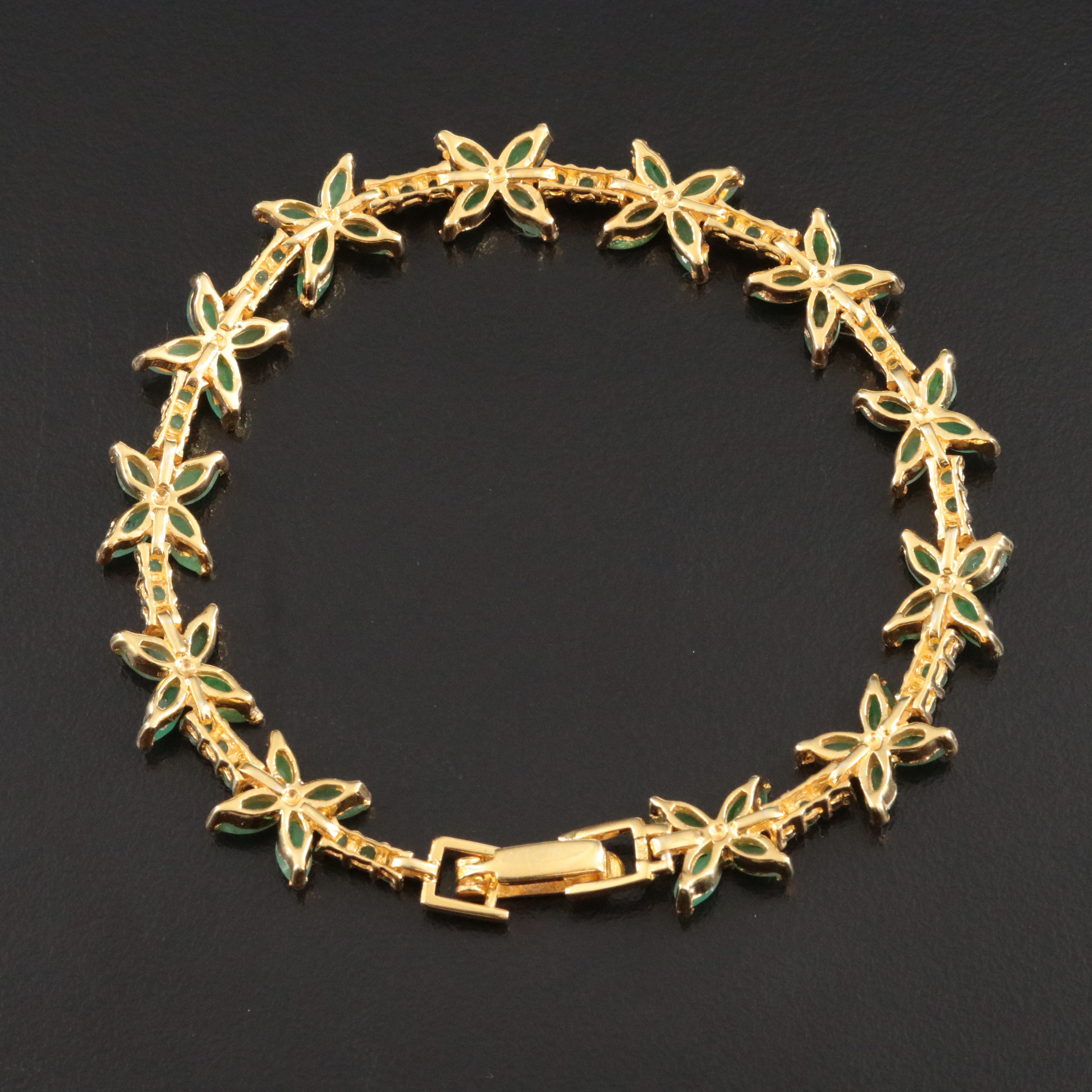 Sterling Emerald Floral Bracelet