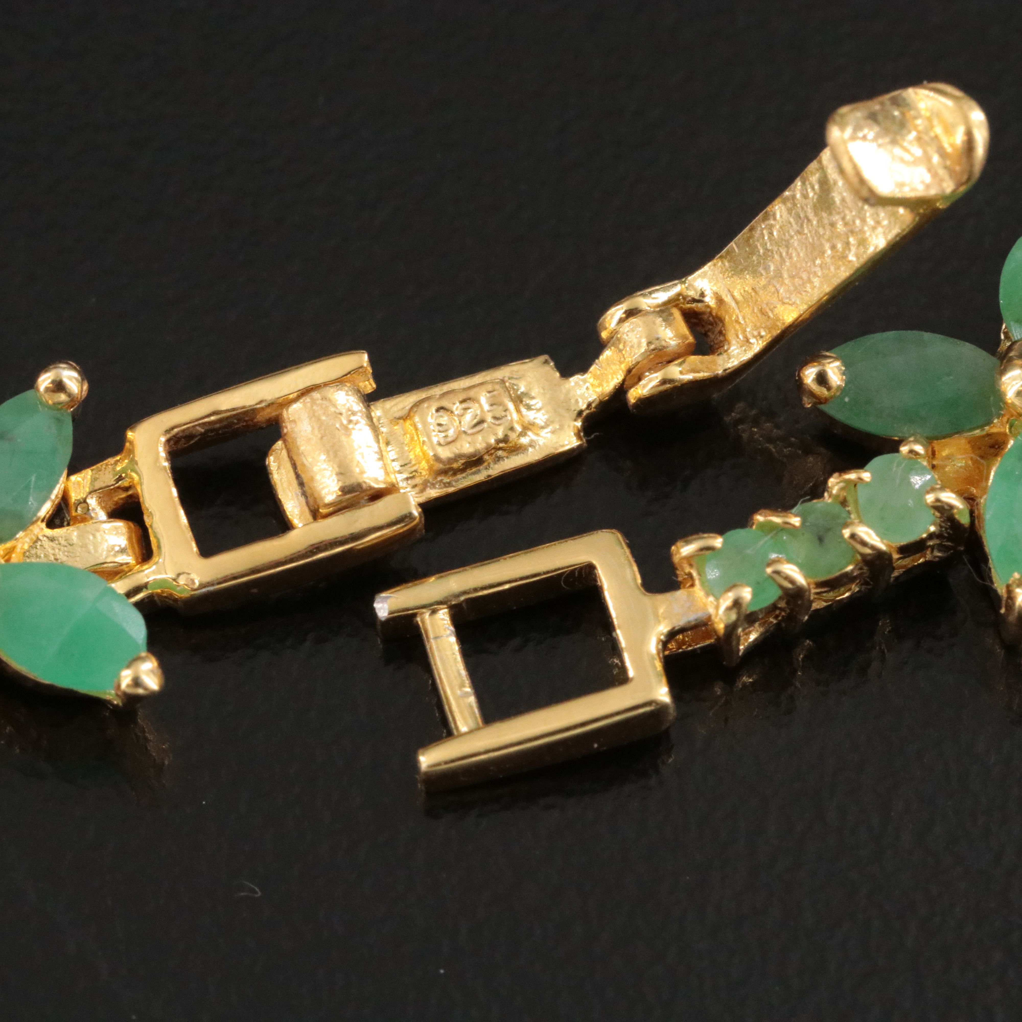 Sterling Emerald Floral Bracelet