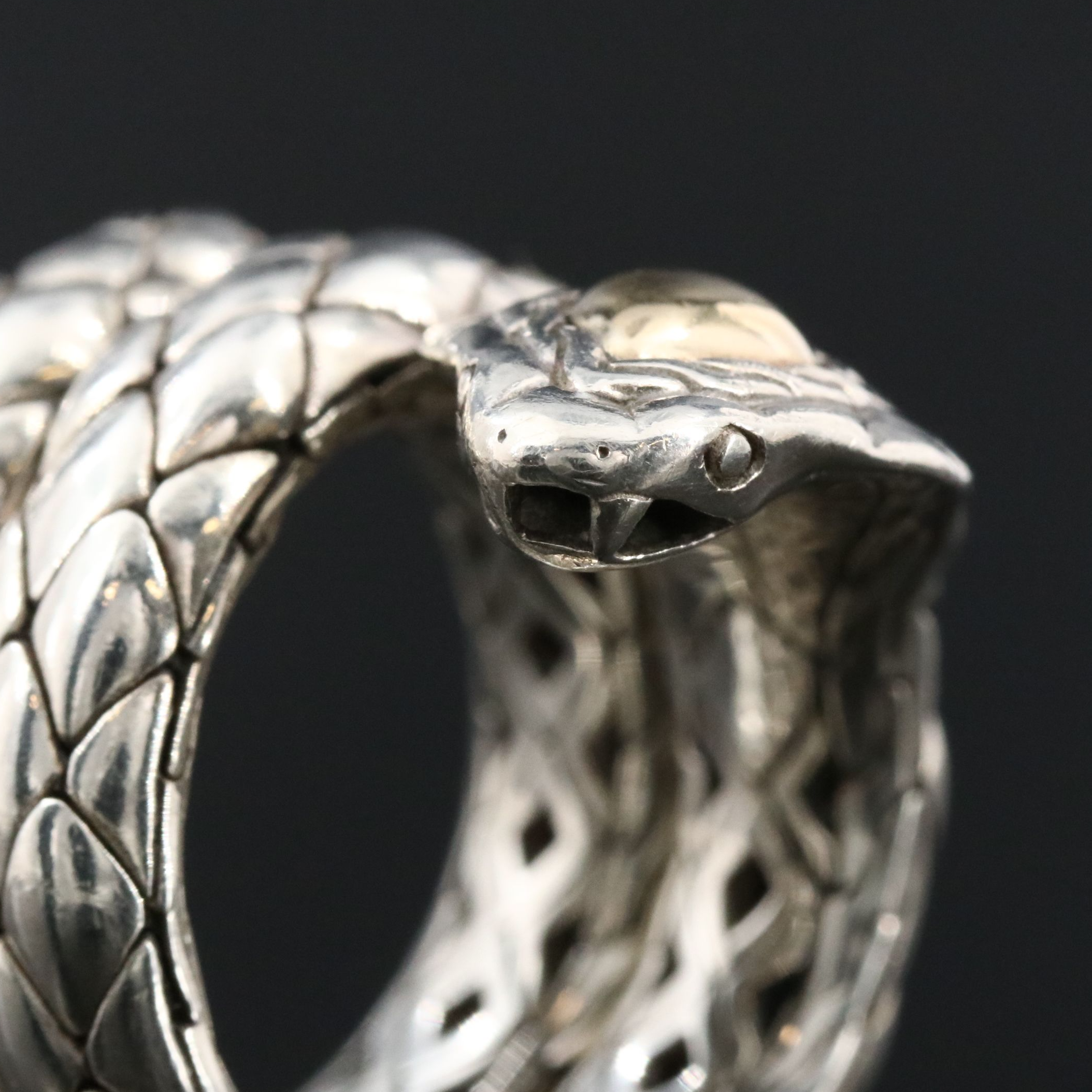 John Hardy Legends Cobra Sterling Double Coil Ring with 18K Accent