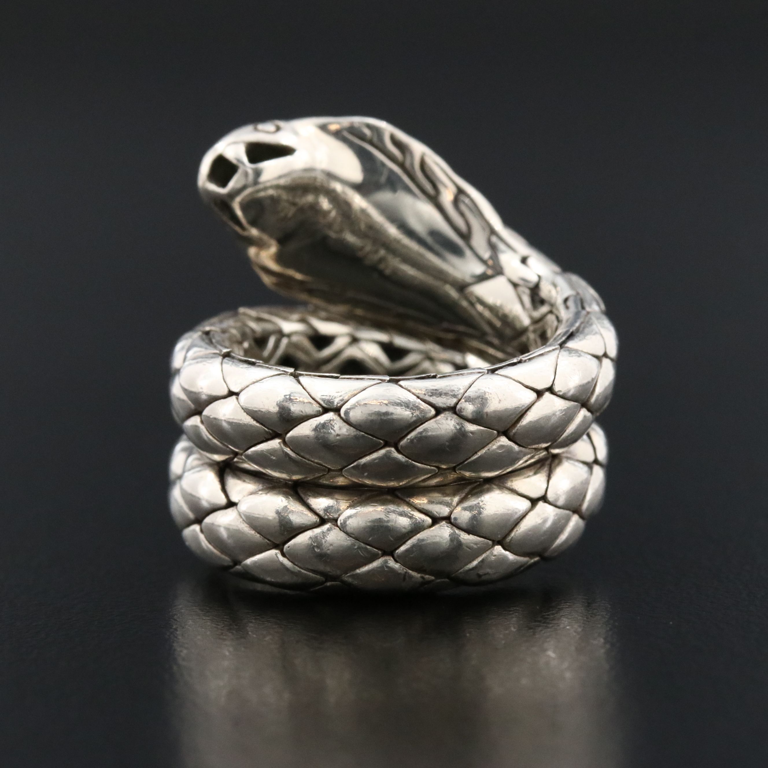 John Hardy Legends Cobra Sterling Double Coil Ring with 18K Accent