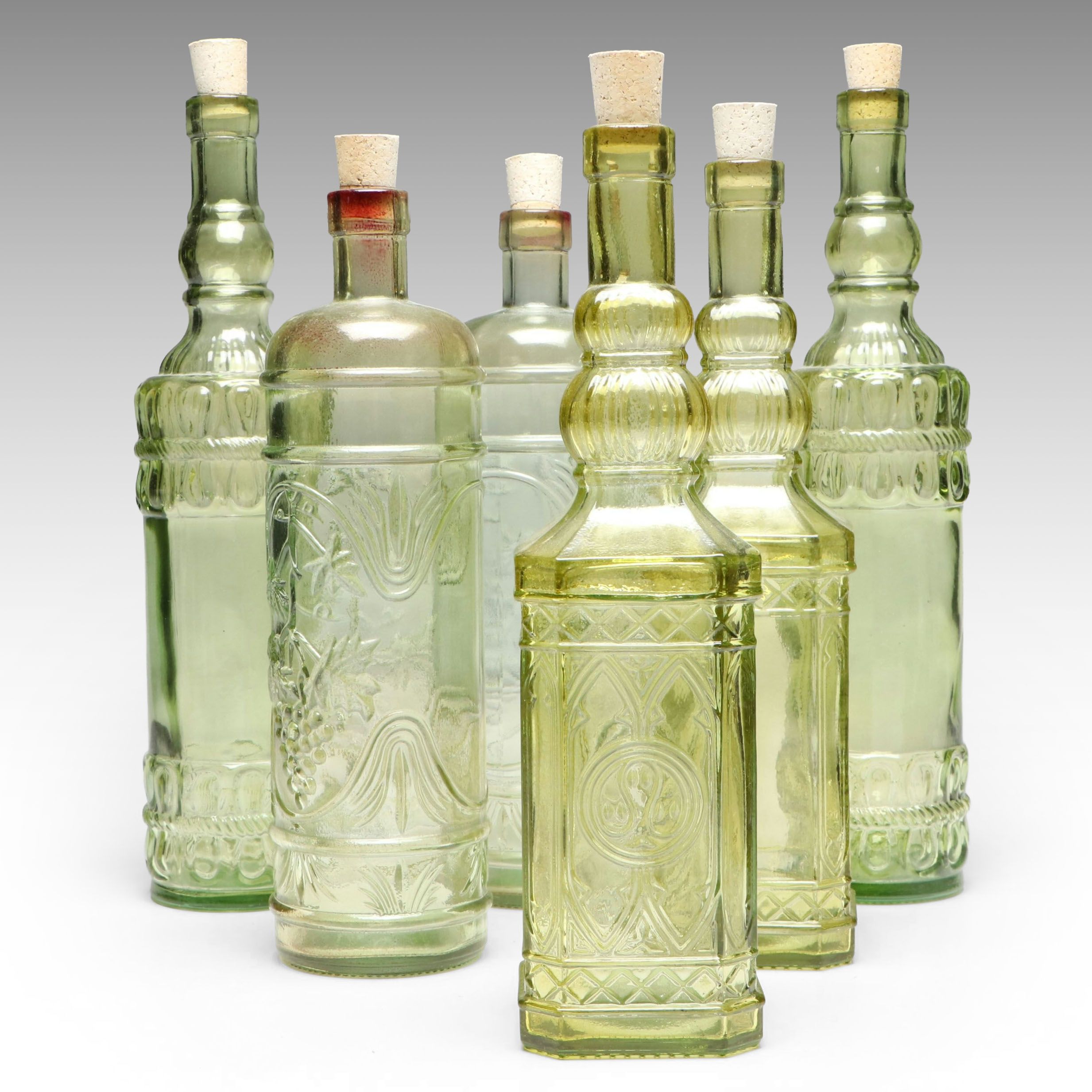 Embossed Green Glass Bottles