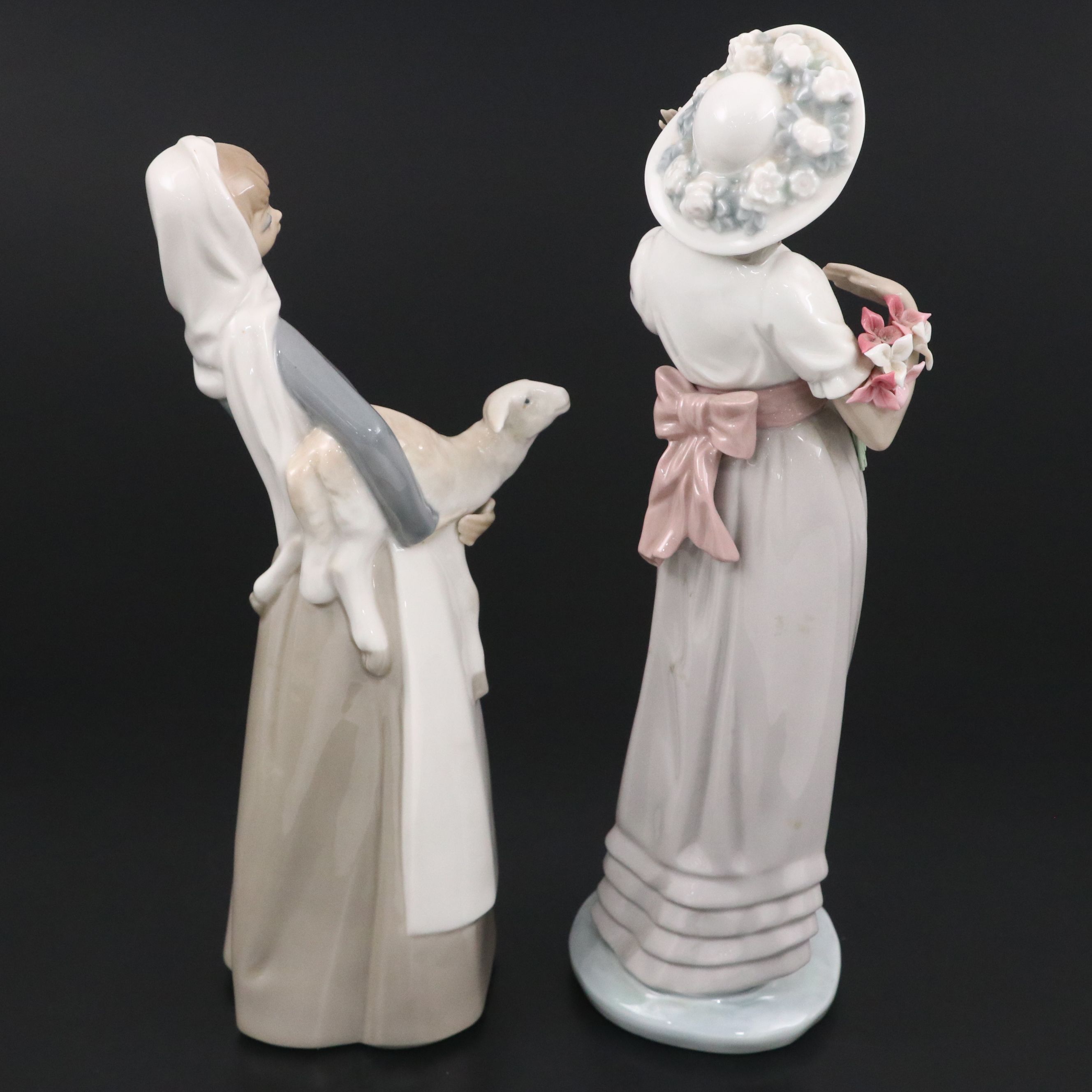 Lladró "Girl with Lamb" and Nao "Suzy" Porcelain Figures, Late 20th Century