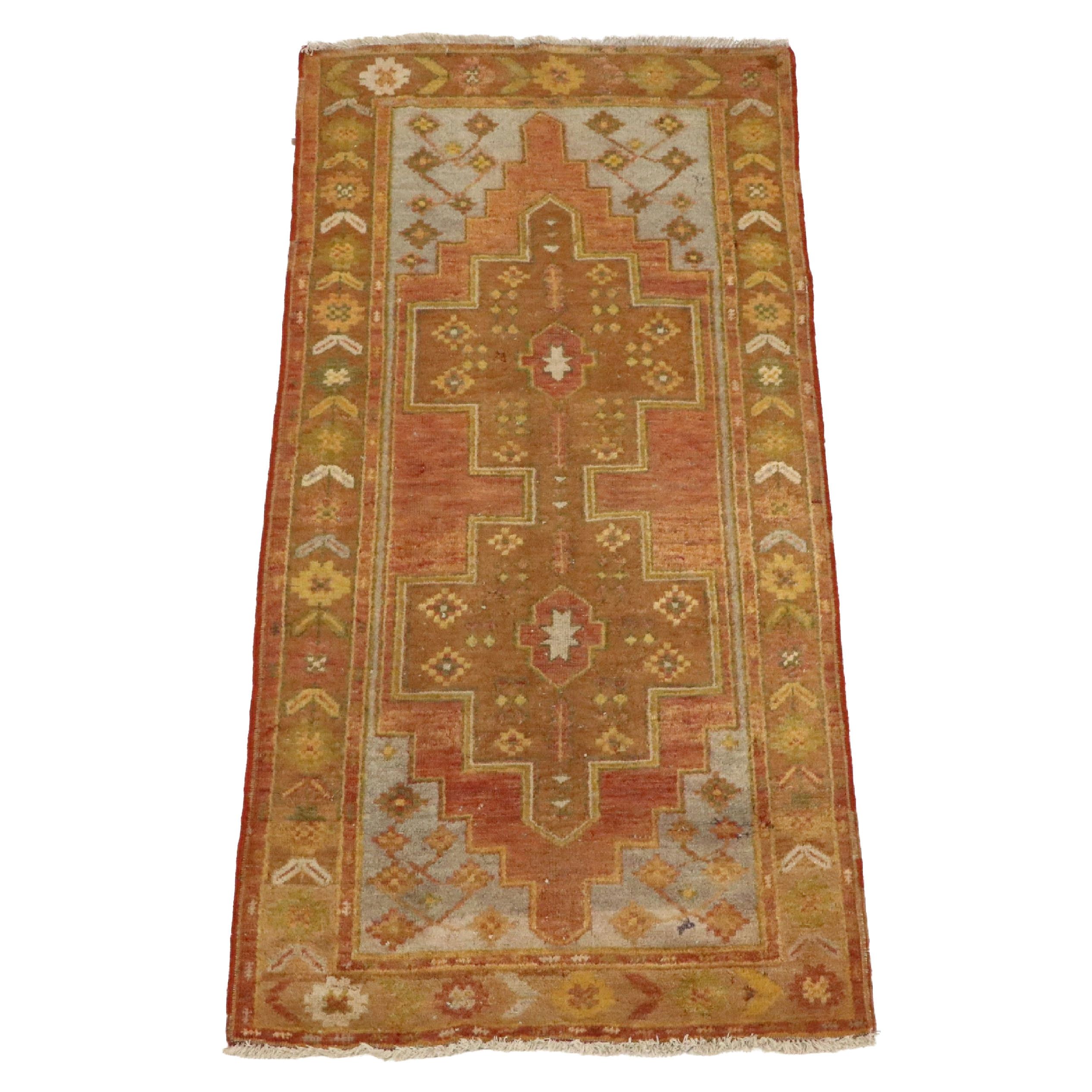 3'4 x 7'3 Hand-Knotted Turkish Oushak Area Rug