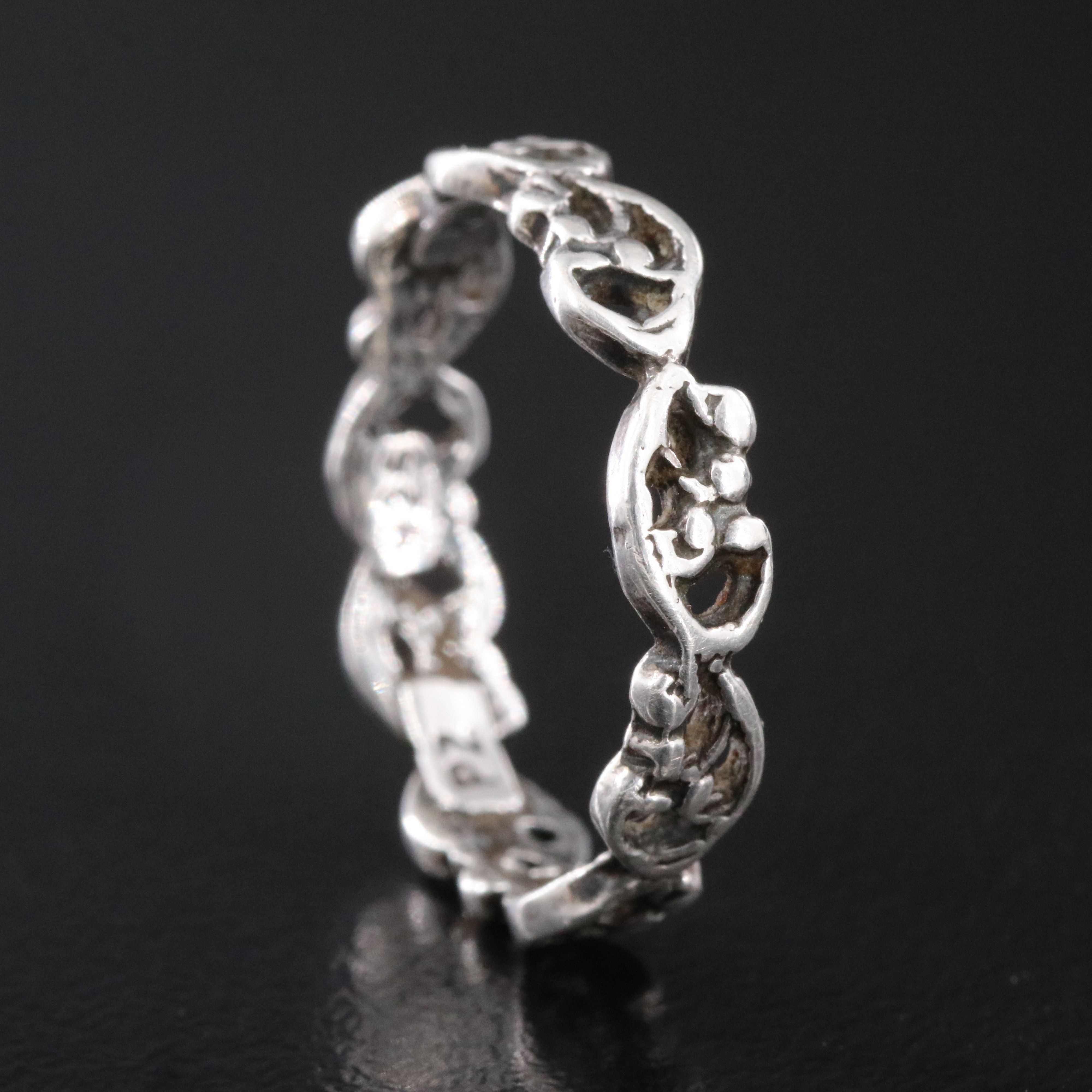 Sterling Scroll Motif Eternity Band