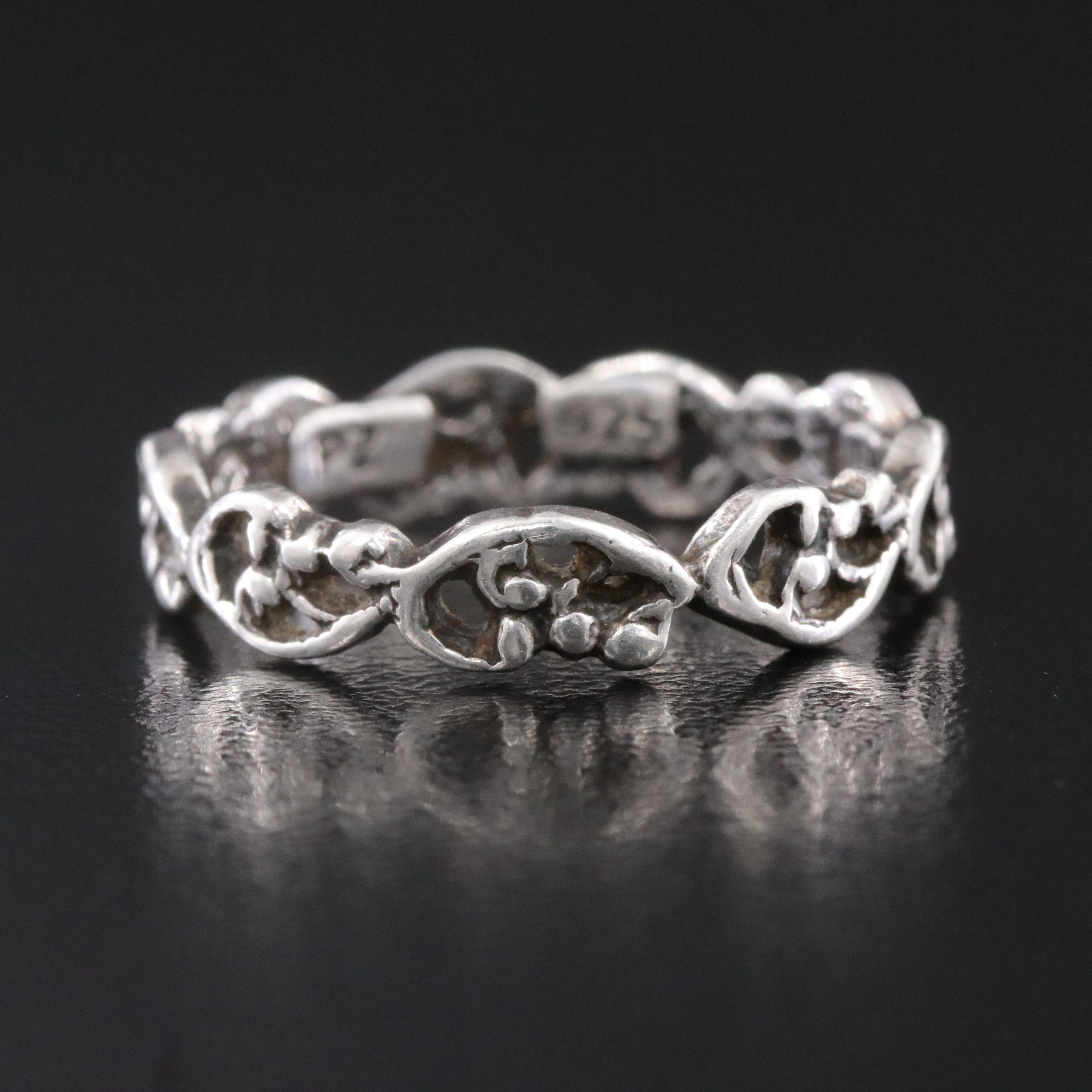 Sterling Scroll Motif Eternity Band