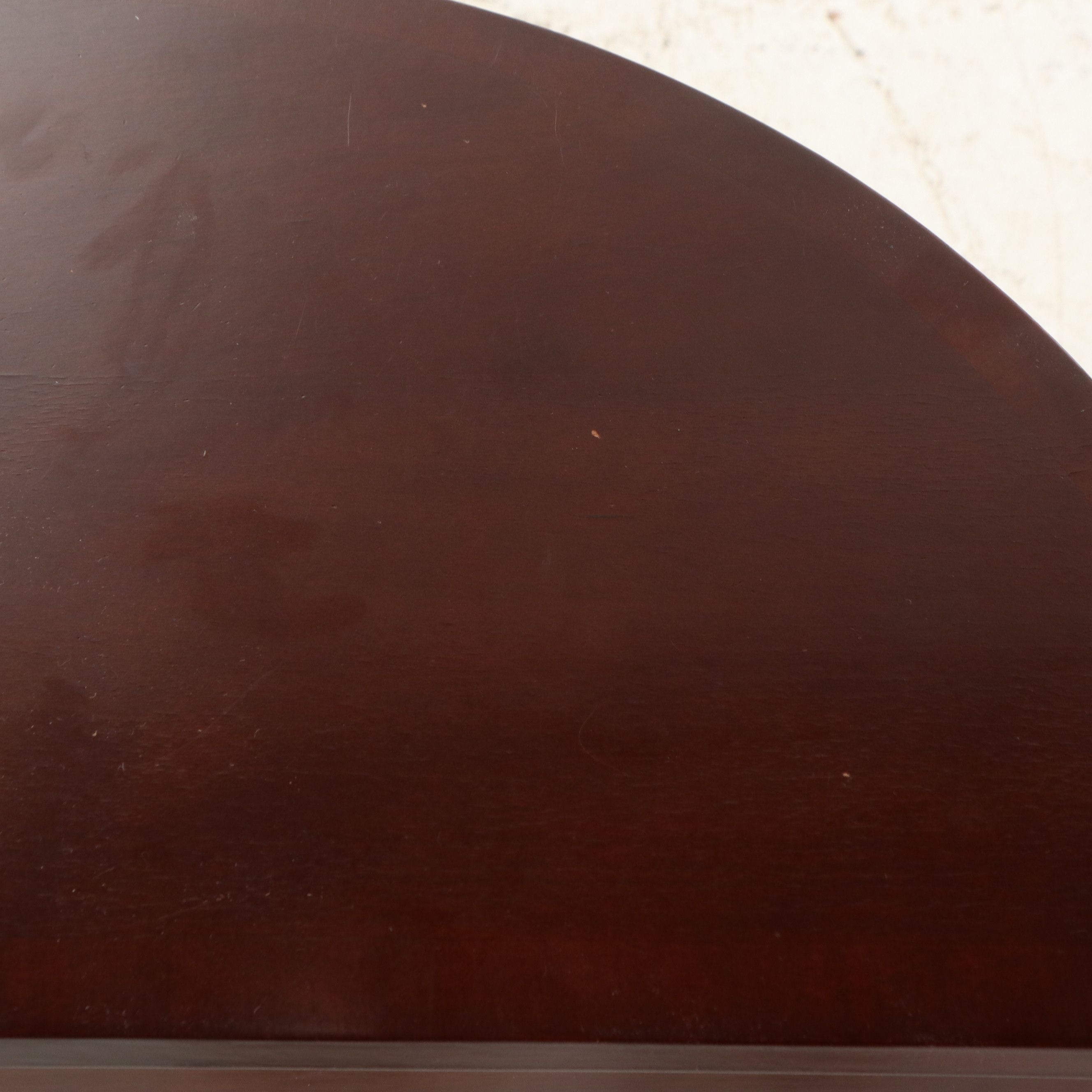 Pair of Bombay Company Mahogany Finish Demilune Console Tables