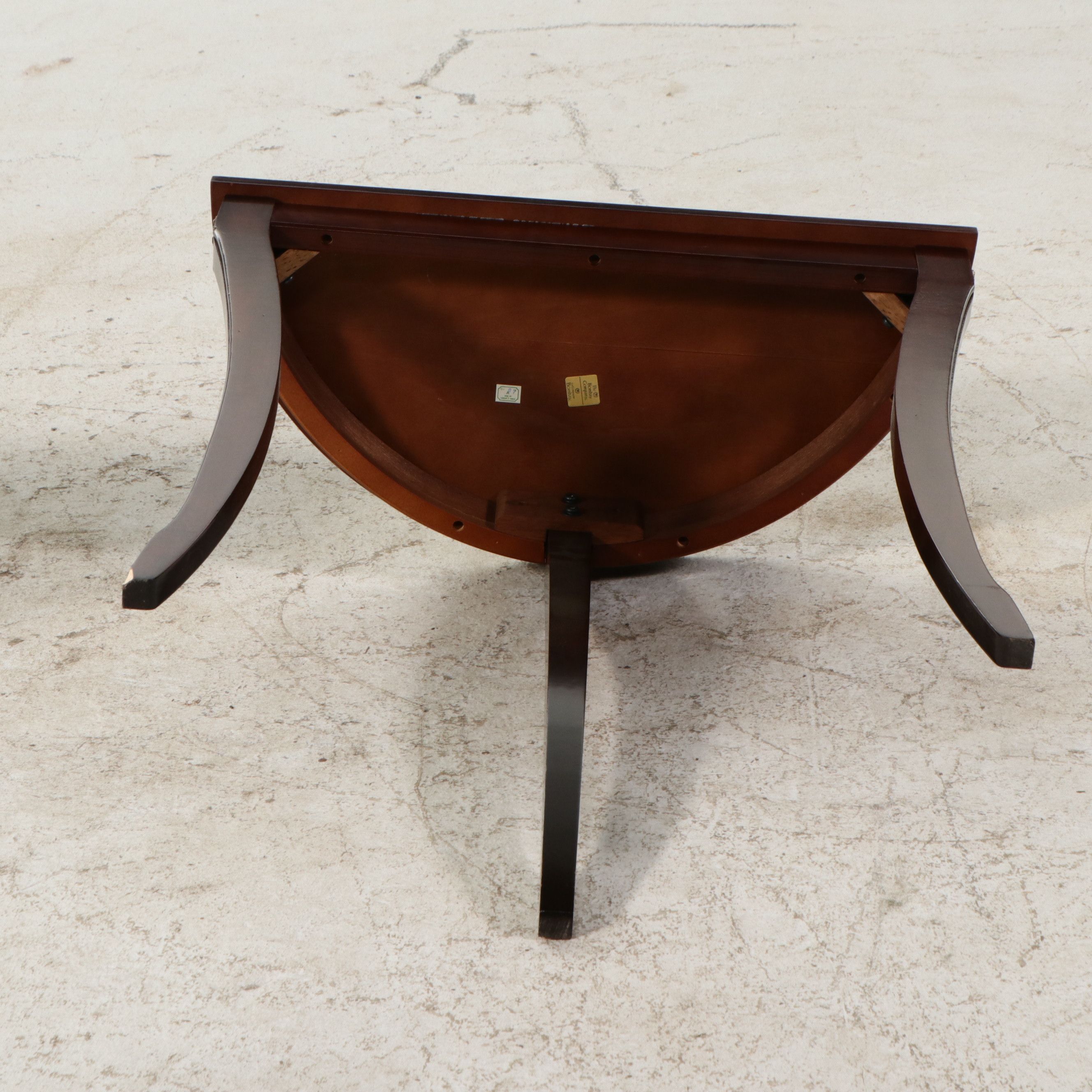 Pair of Bombay Company Mahogany Finish Demilune Console Tables