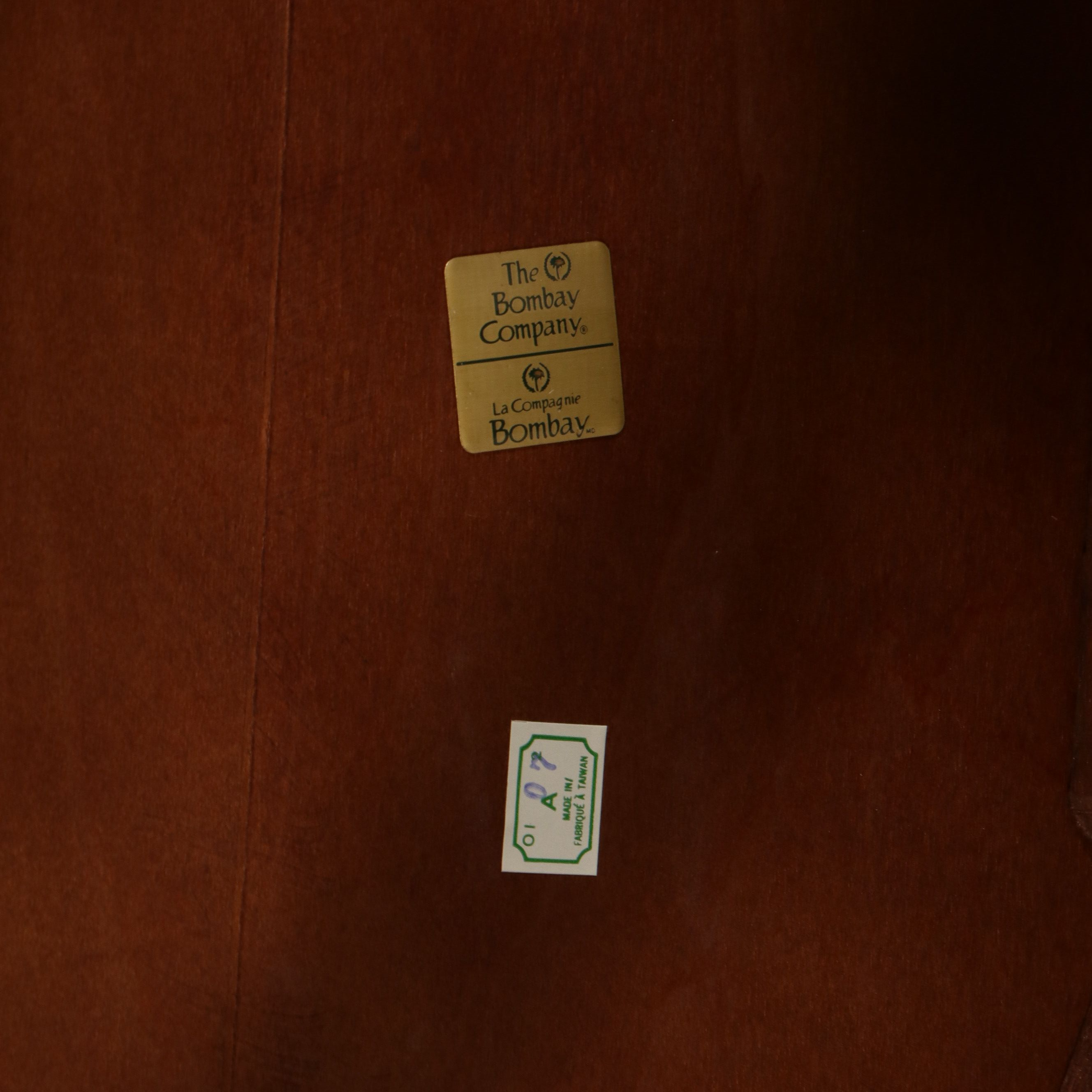 Pair of Bombay Company Mahogany Finish Demilune Console Tables