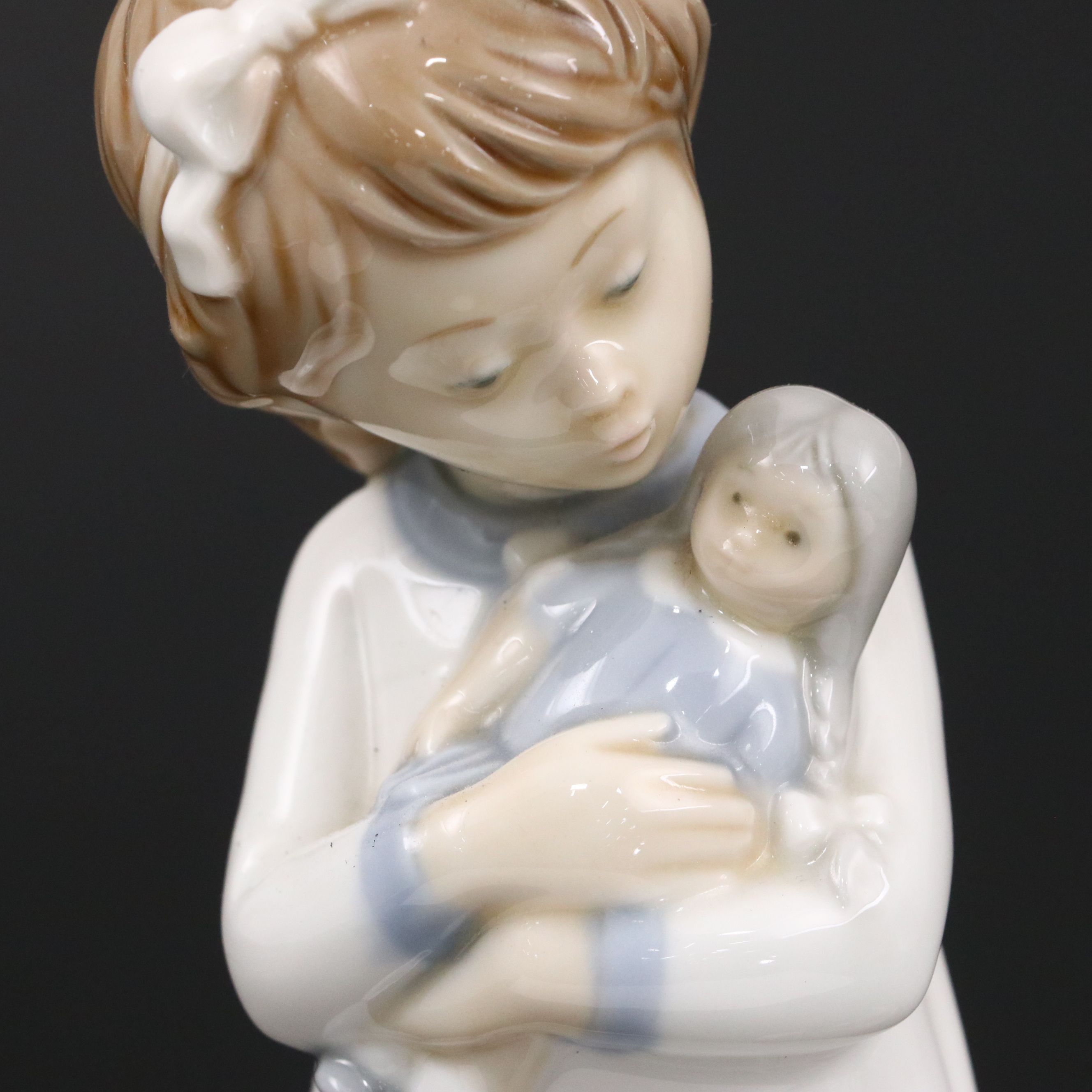 Lladró "Cat and Mouse" and "Girl Holding Doll" Porcelain Figurines