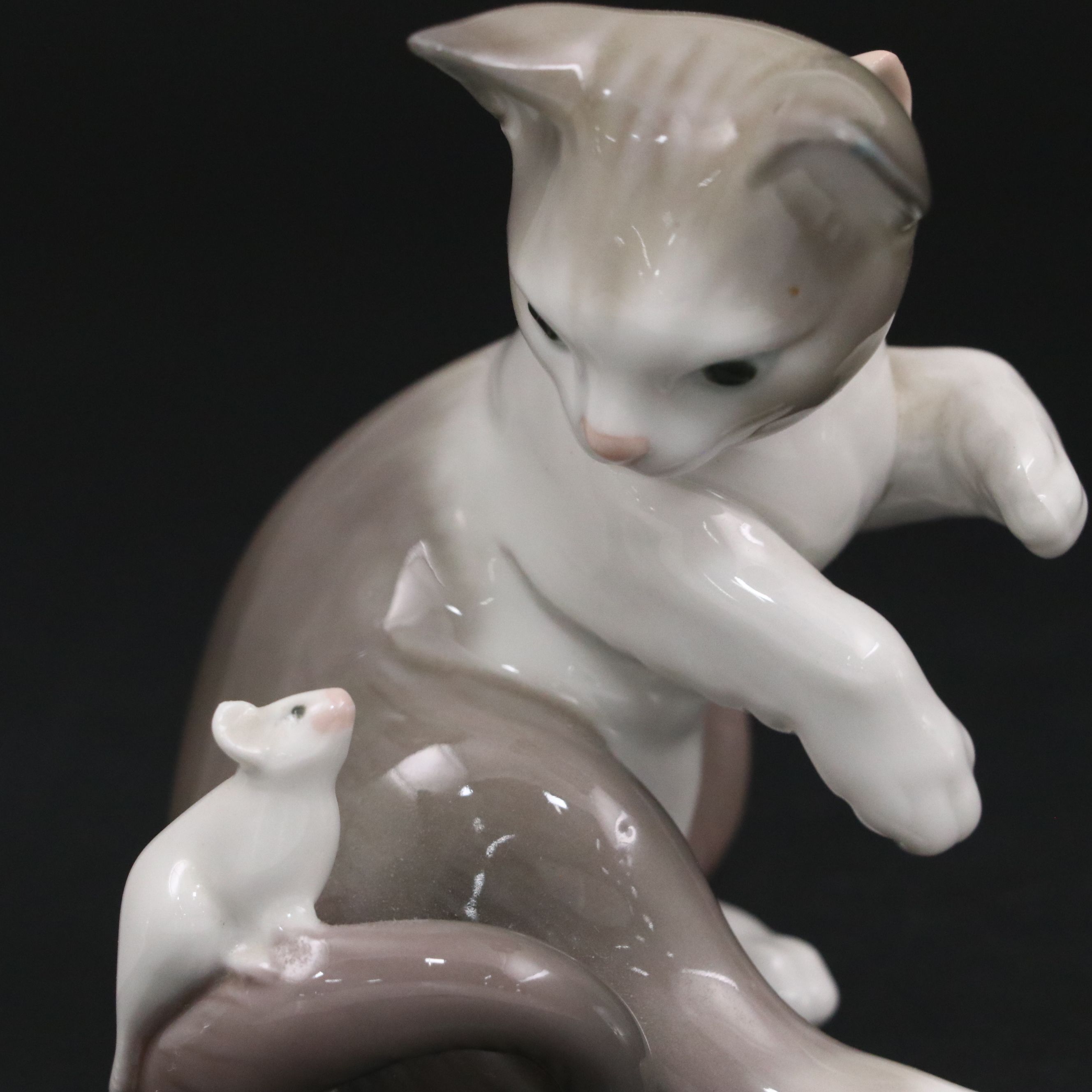 Lladró "Cat and Mouse" and "Girl Holding Doll" Porcelain Figurines