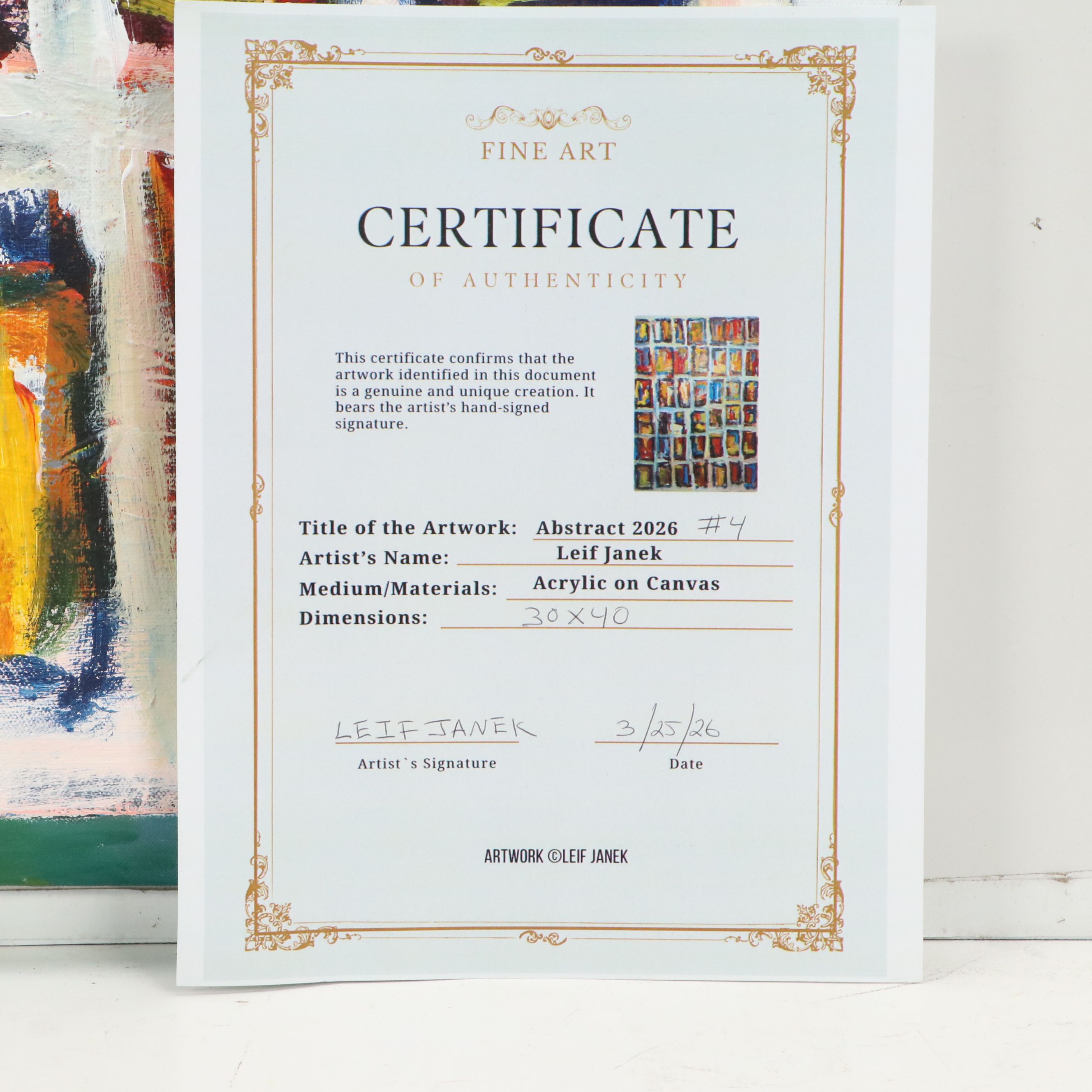 Leif Janek Acrylic Painting "Abstract #4," 2026