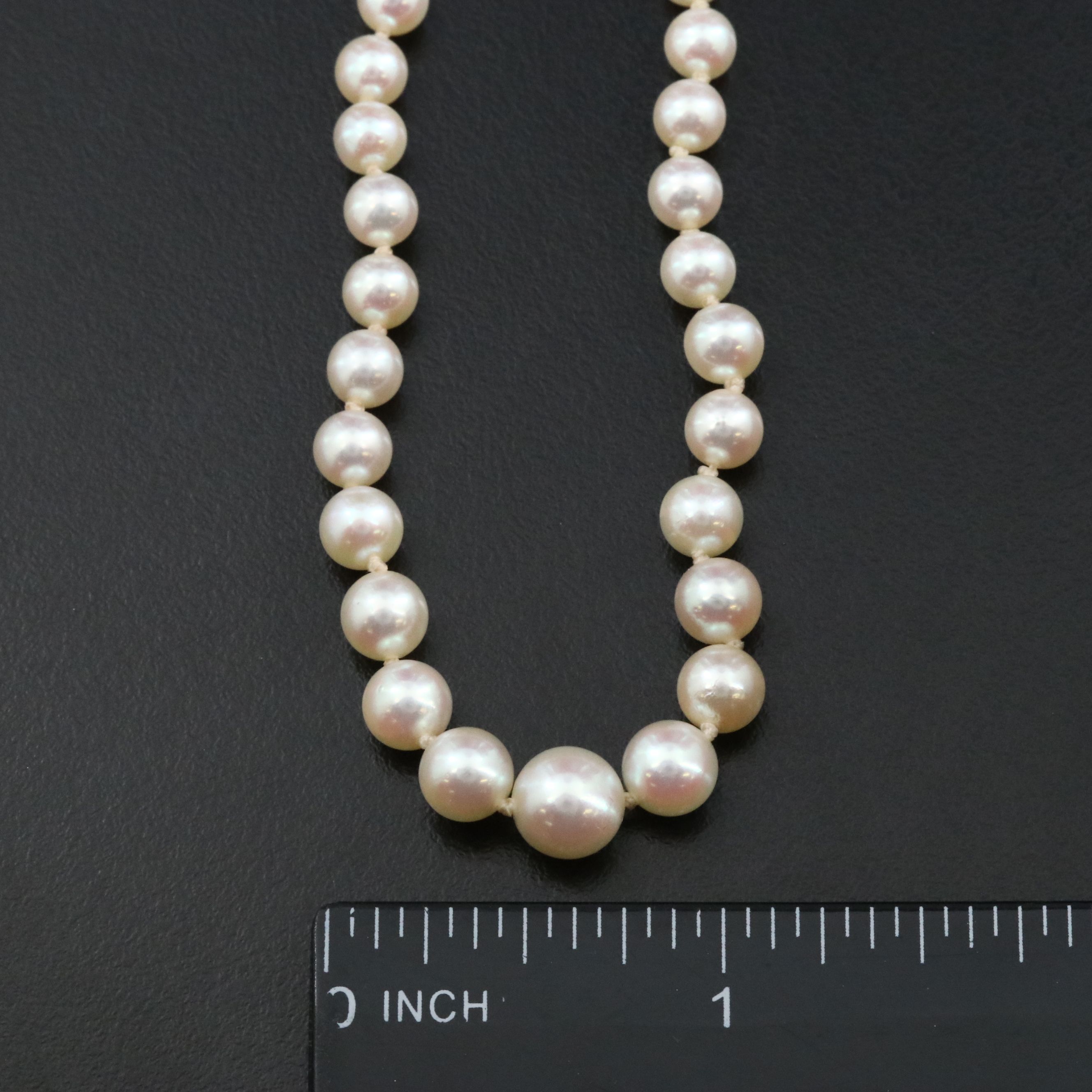 Graduated Matinee Pearl Necklace with a 14K Diamond Accented Clasp