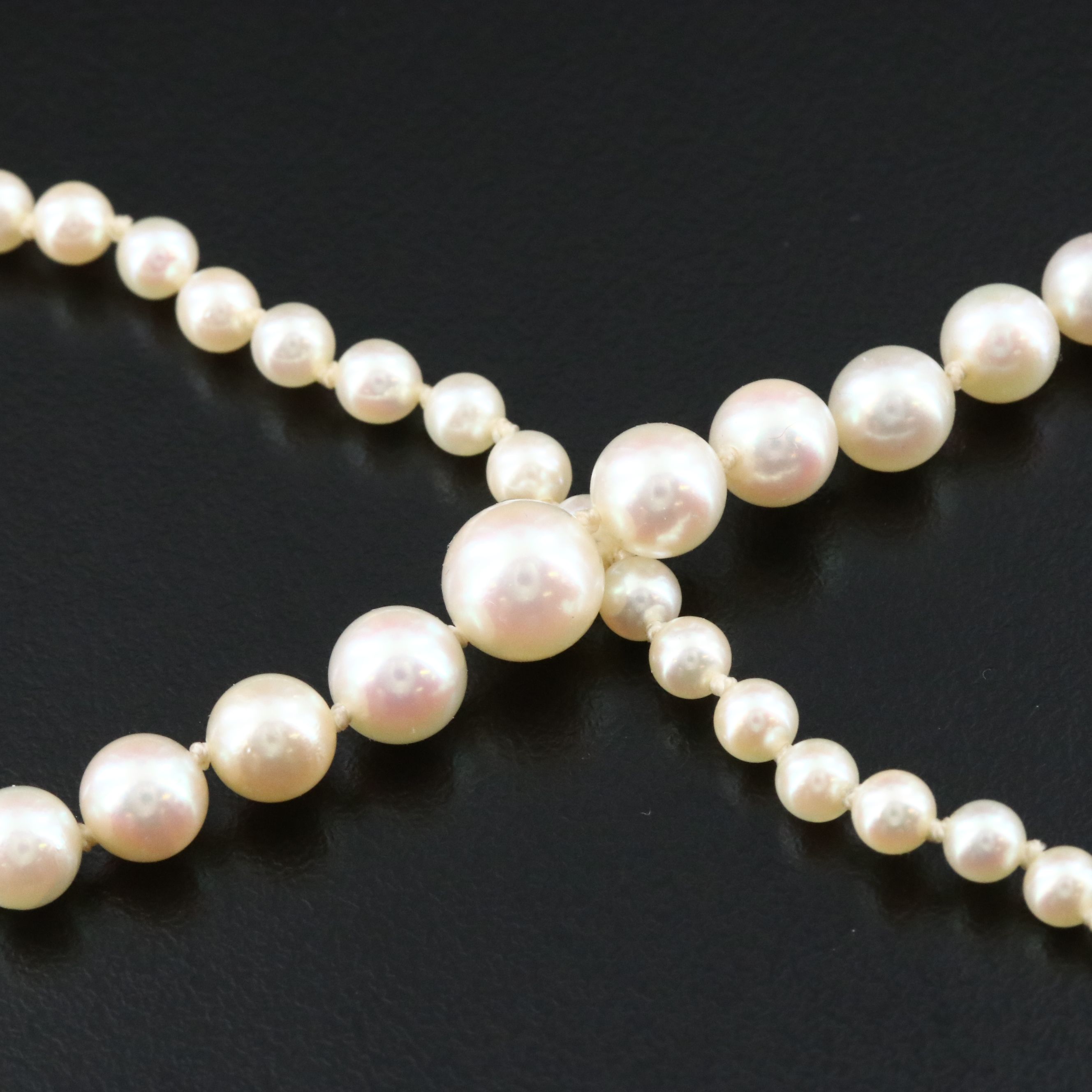 Graduated Matinee Pearl Necklace with a 14K Diamond Accented Clasp