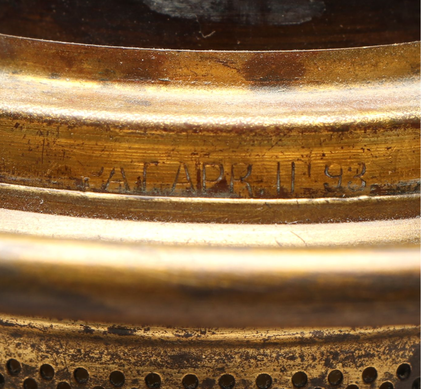 Victorian Paint-Decorated Ruby Glass Parlor Lamp, Adapted Mid-20th Century