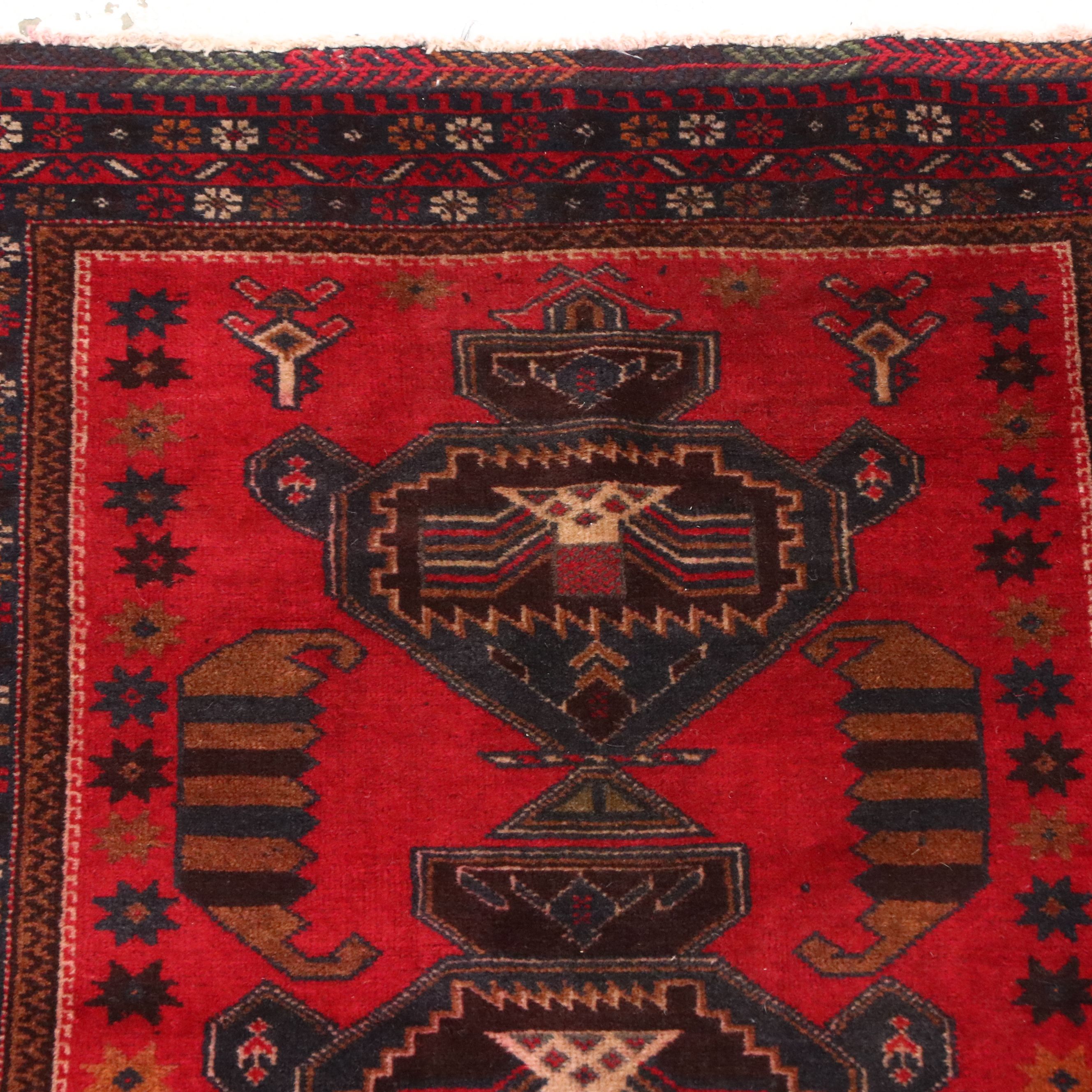2'10 x 4'11 Hand-Knotted Afghan Baluch Accent Rug