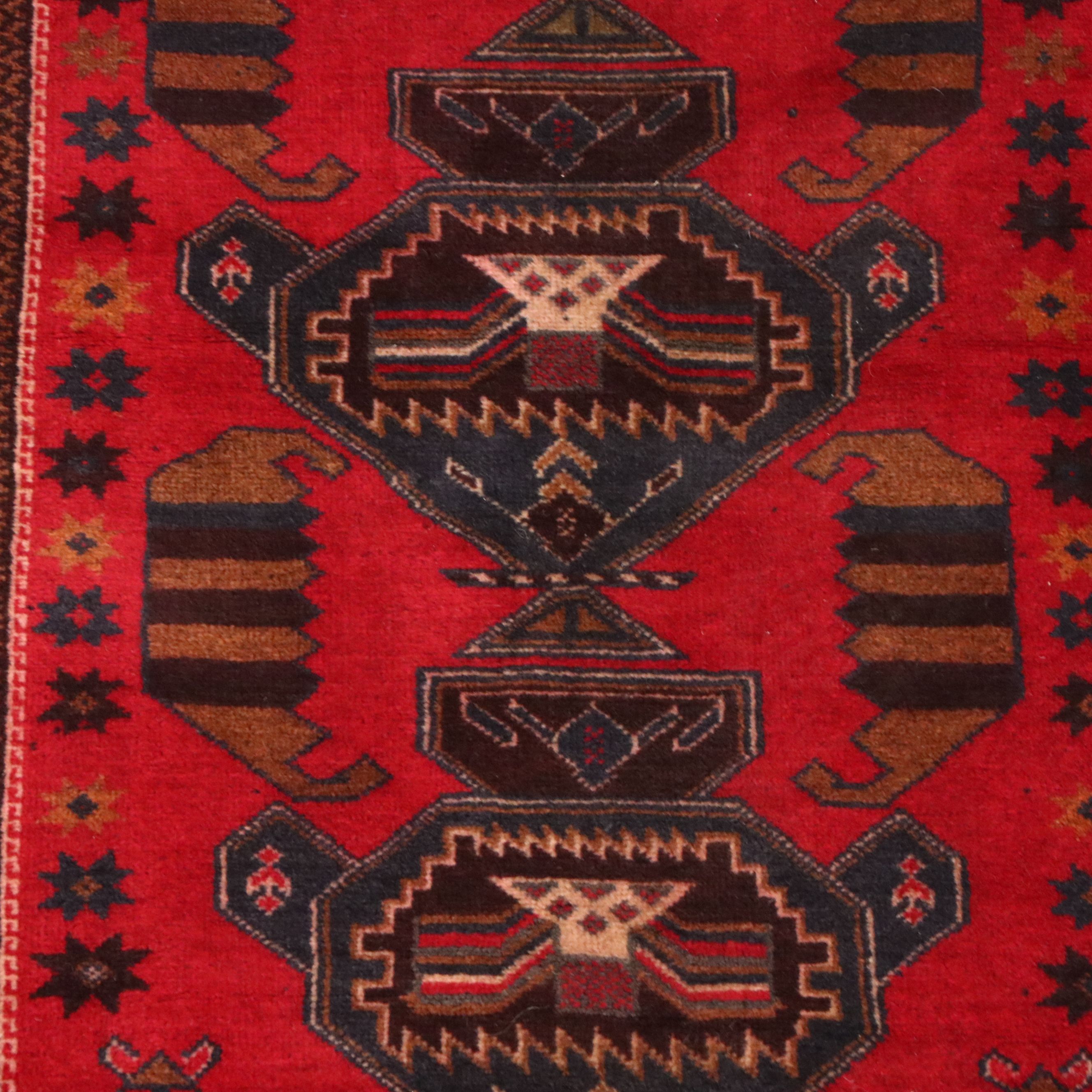 2'10 x 4'11 Hand-Knotted Afghan Baluch Accent Rug