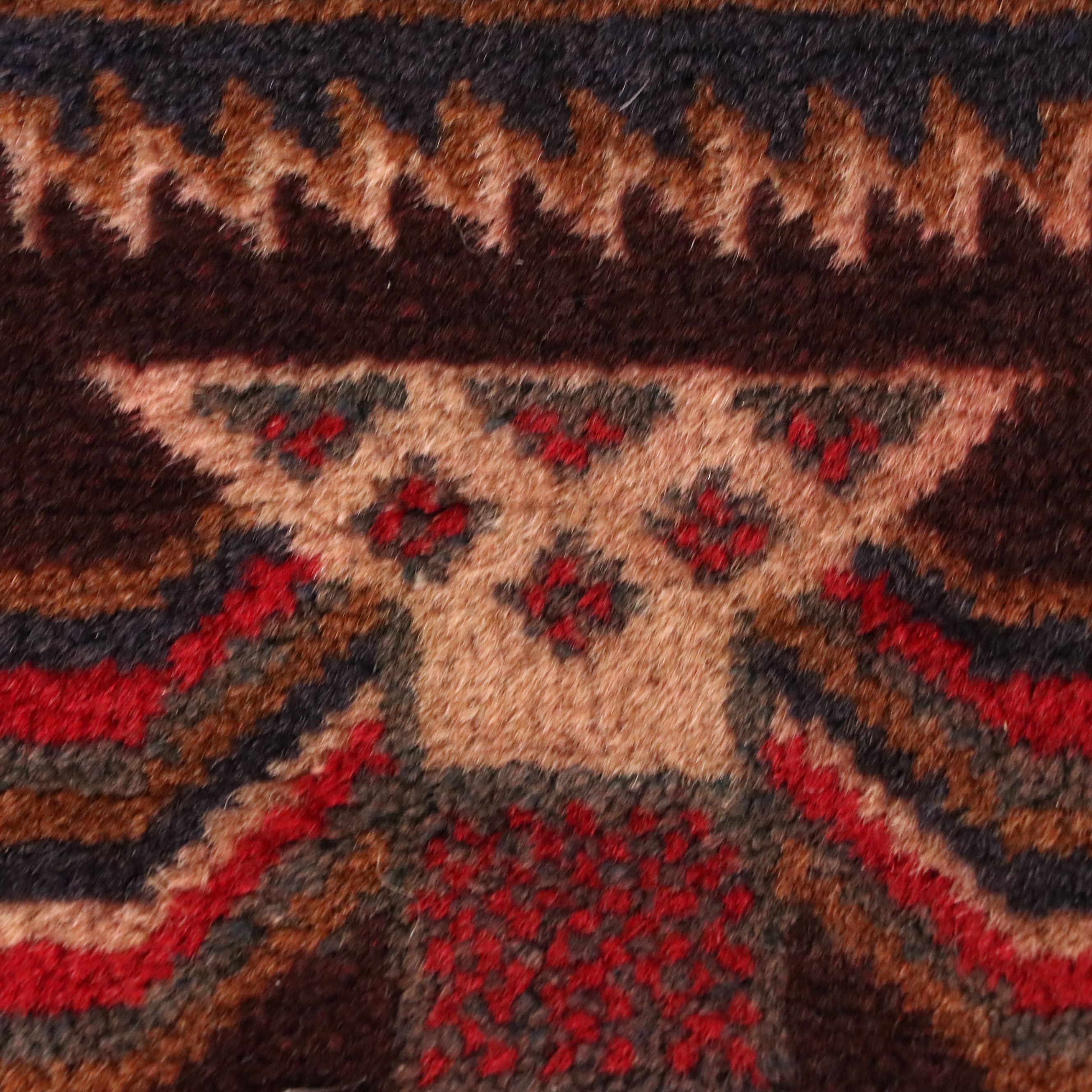 2'10 x 4'11 Hand-Knotted Afghan Baluch Accent Rug