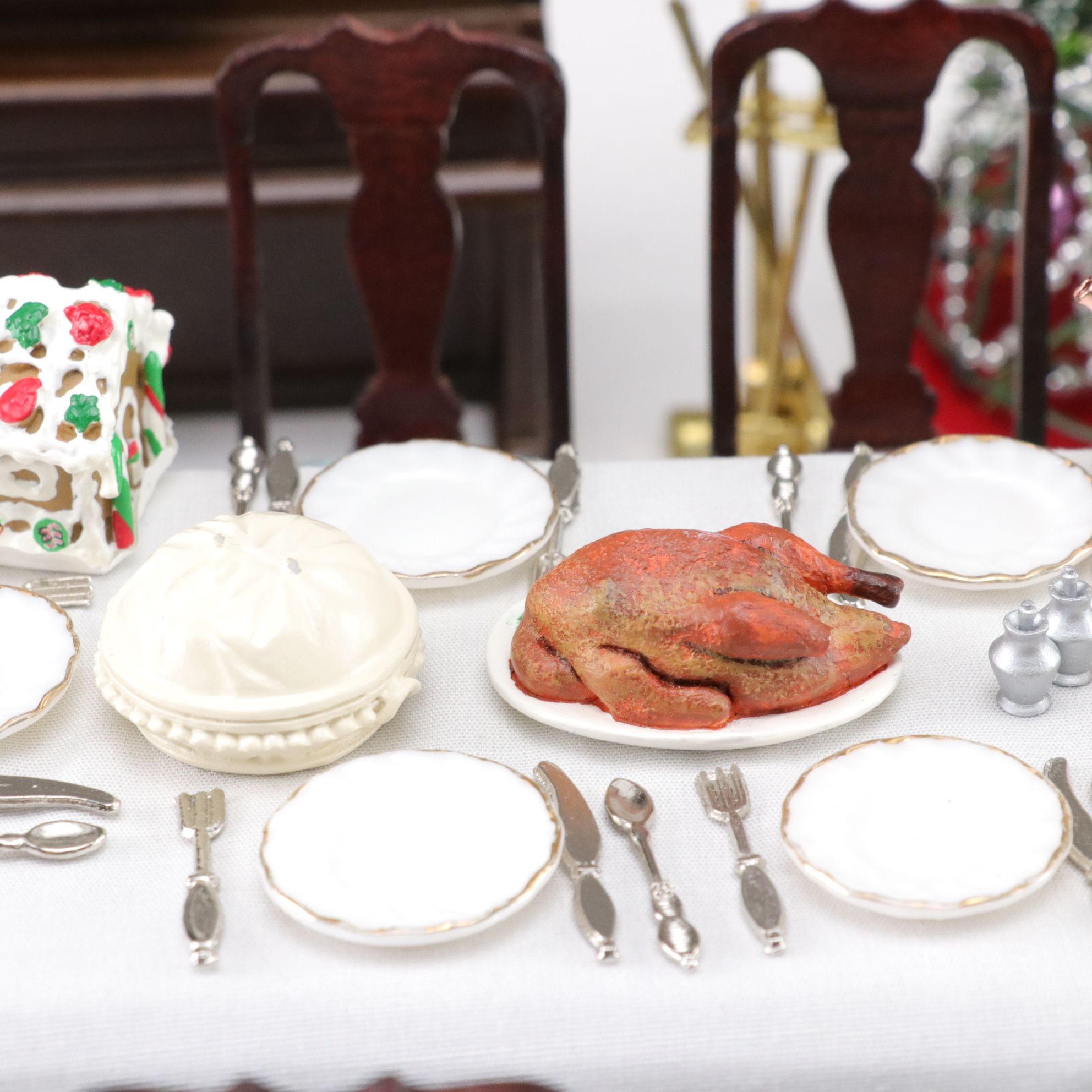 Miniature Doll House Christmas Living Room Furniture Set