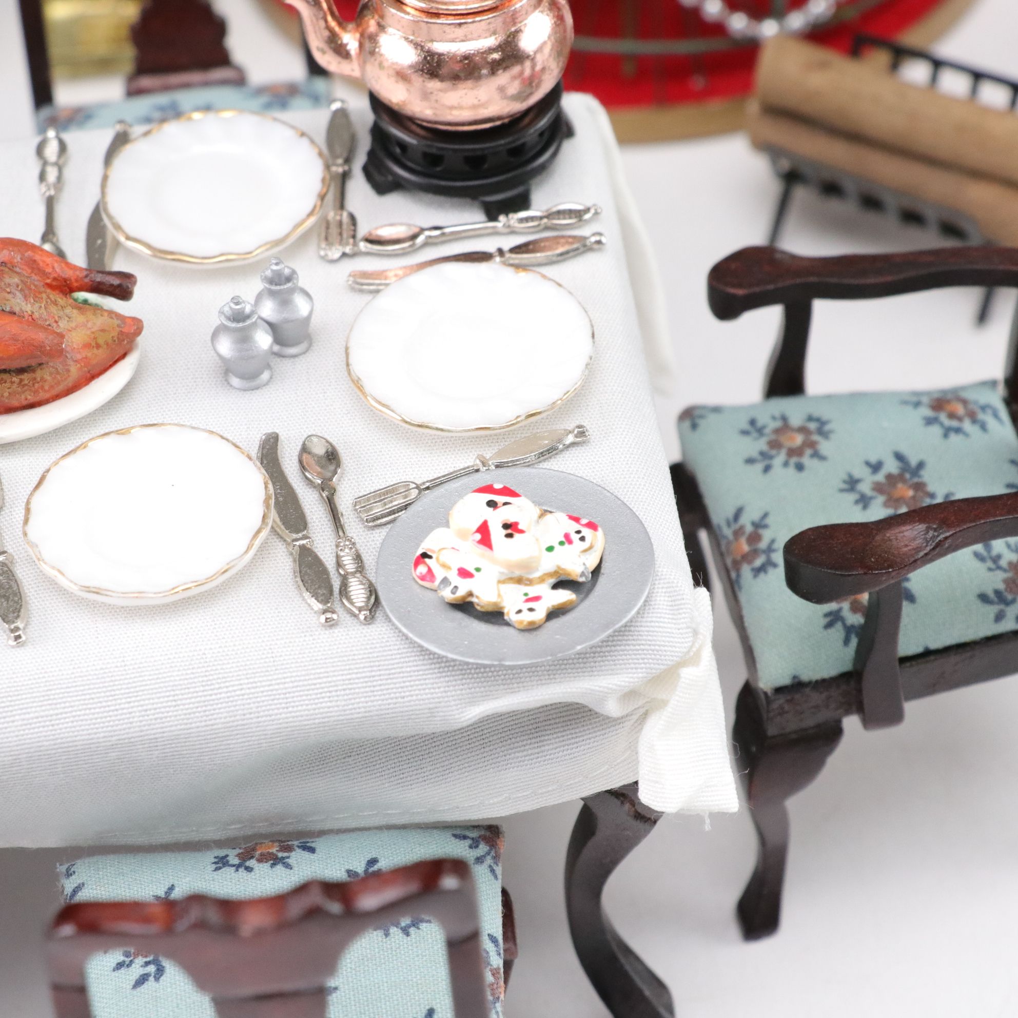 Miniature Doll House Christmas Living Room Furniture Set