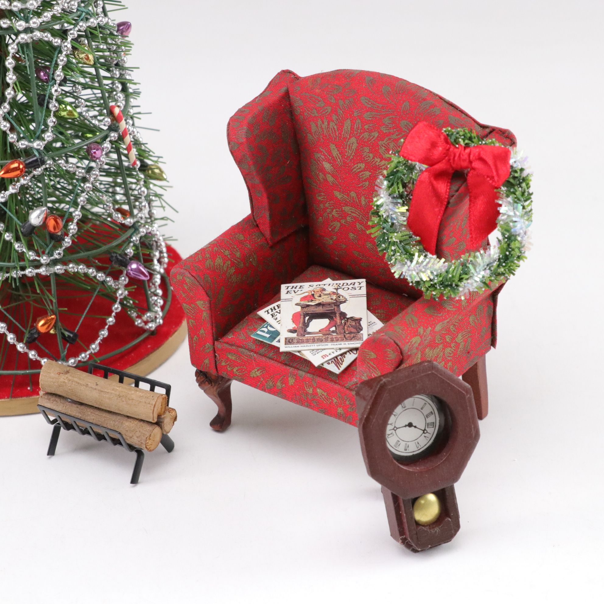 Miniature Doll House Christmas Living Room Furniture Set