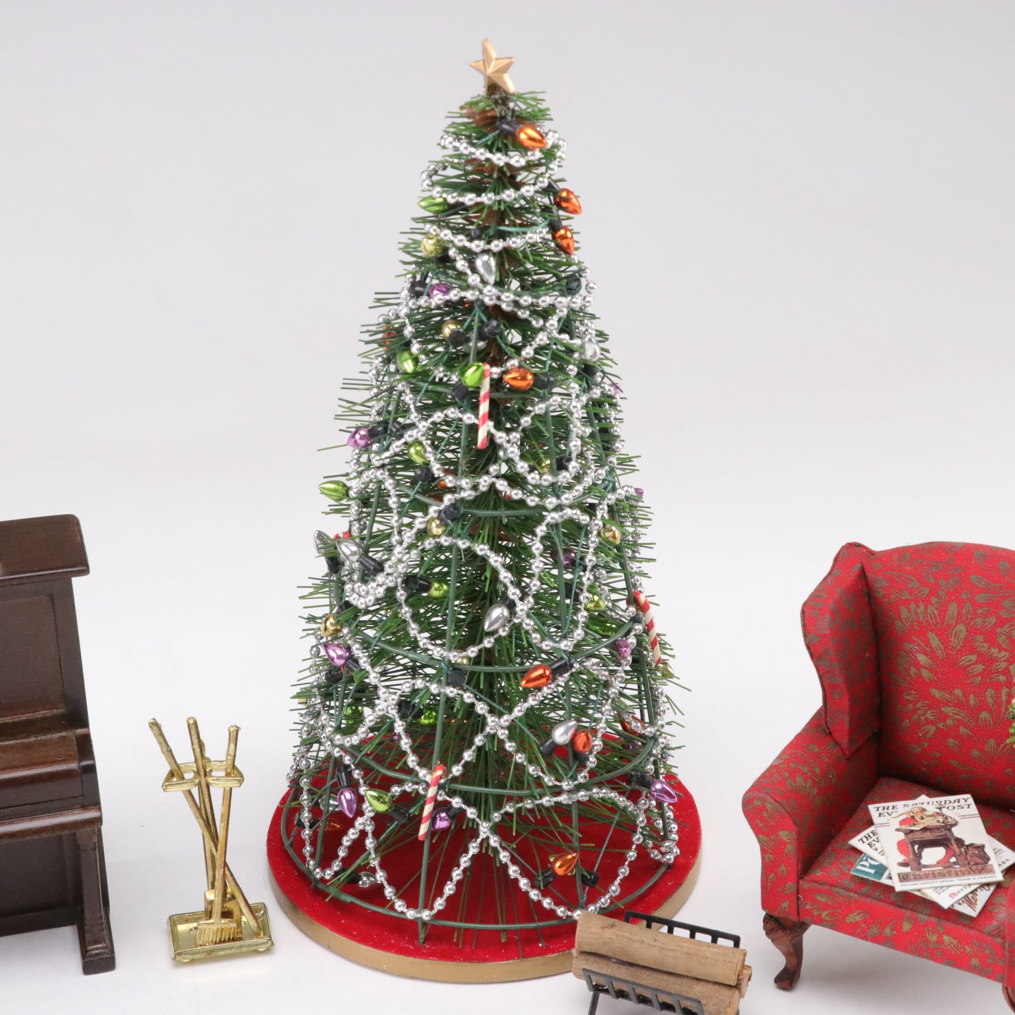 Miniature Doll House Christmas Living Room Furniture Set