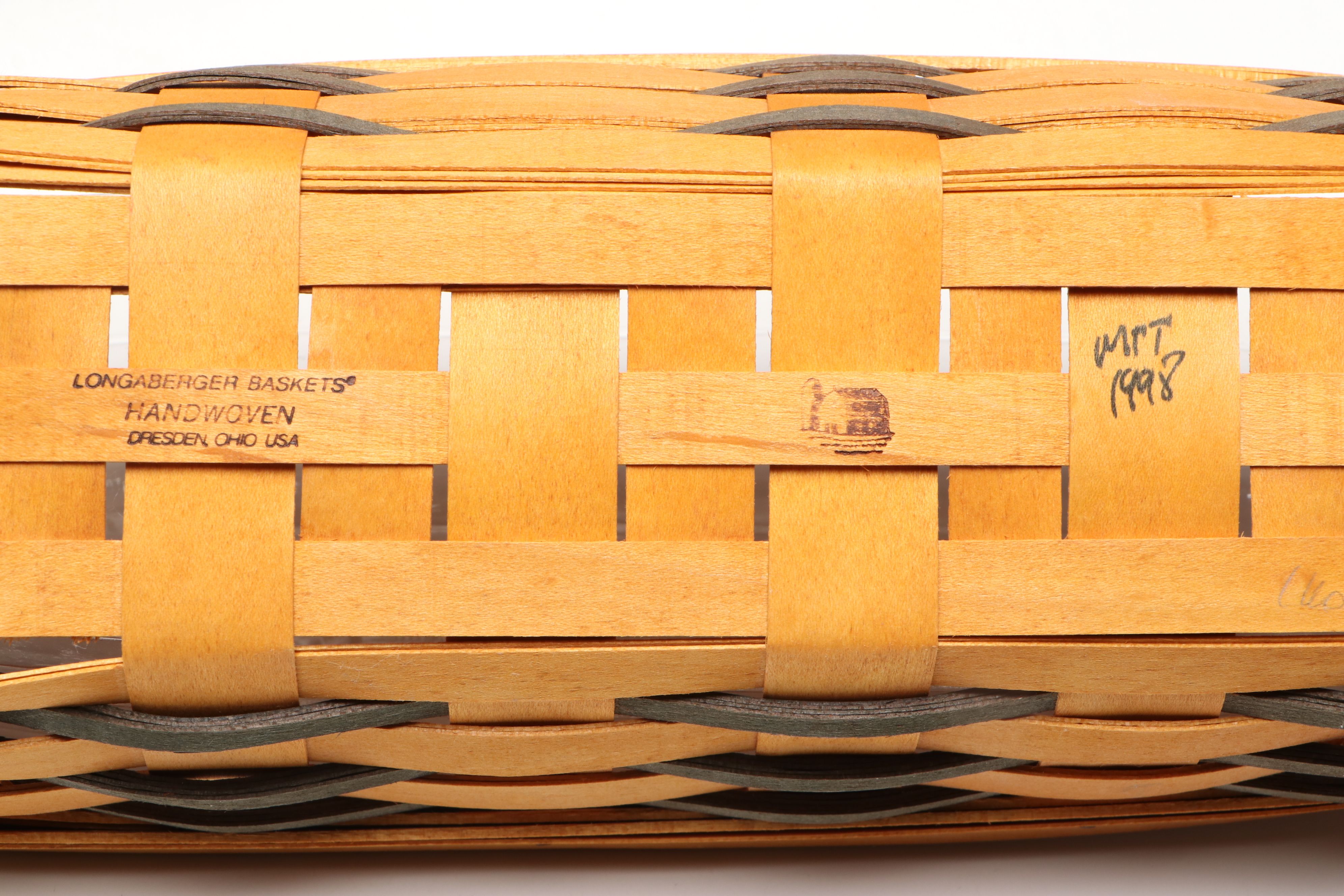 Longaberger Ceramic Table Lamp with Woven Baskets and Sewing Notions