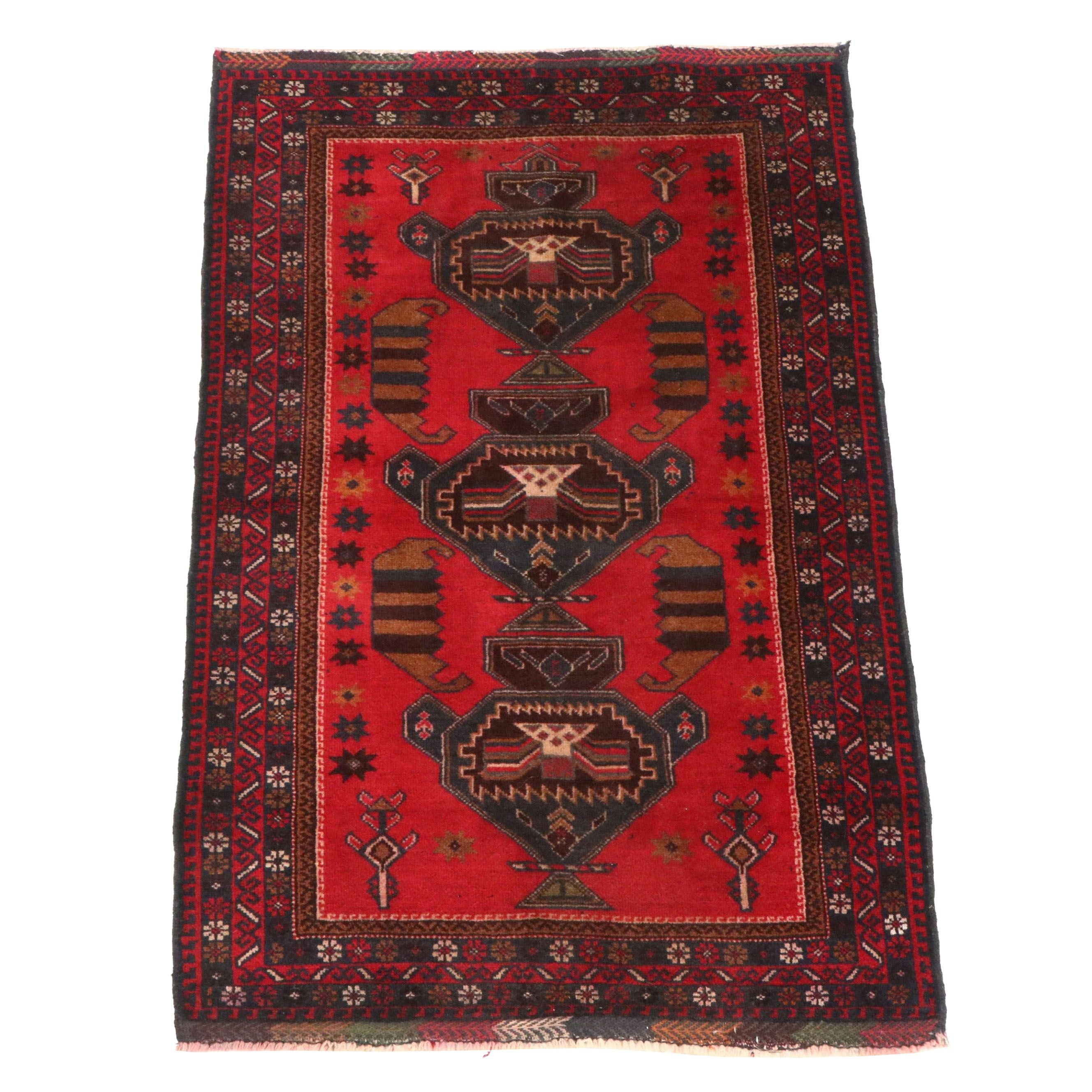 2'10 x 4'11 Hand-Knotted Afghan Baluch Accent Rug