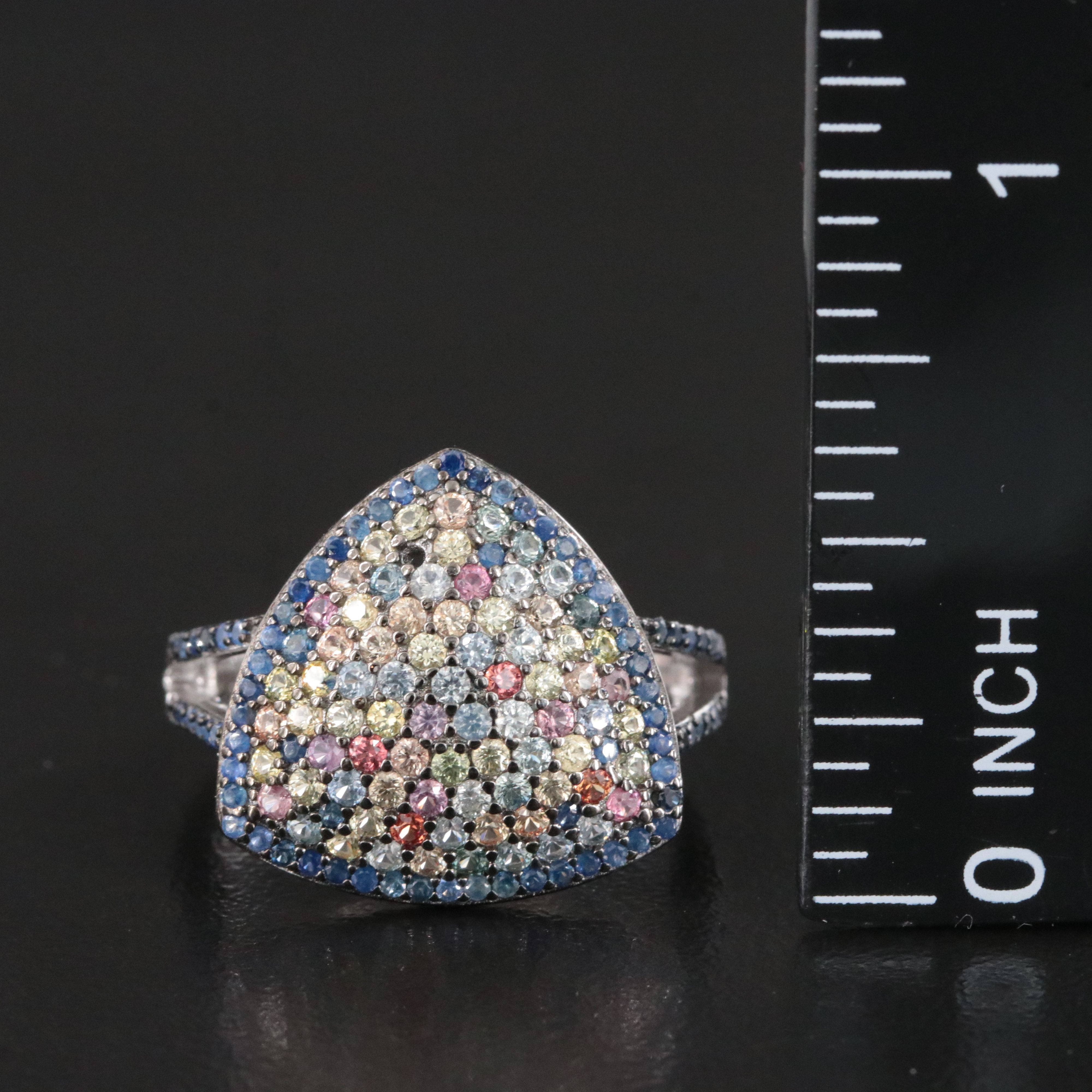 Sterling Pavé Sapphire Shield Ring