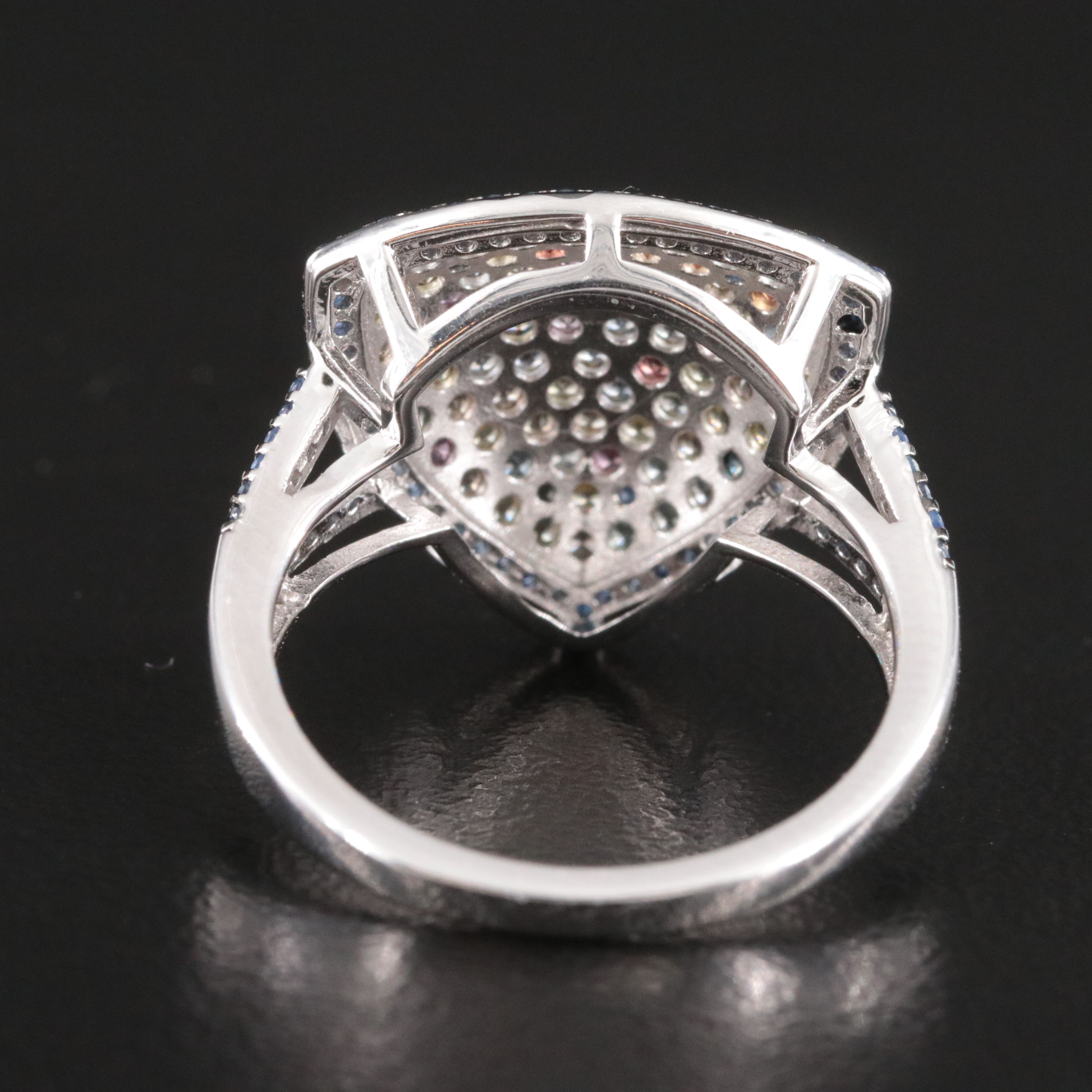 Sterling Pavé Sapphire Shield Ring