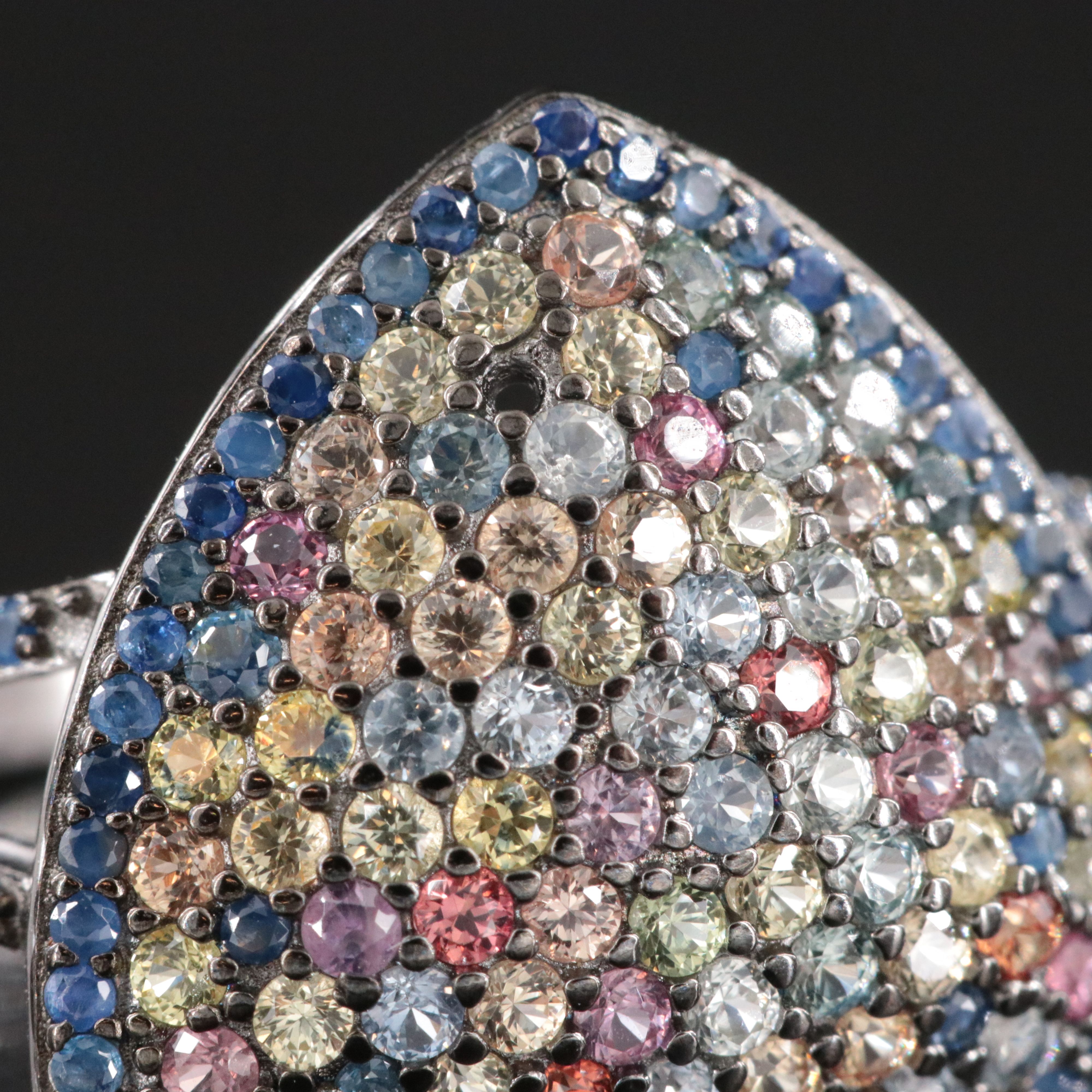 Sterling Pavé Sapphire Shield Ring