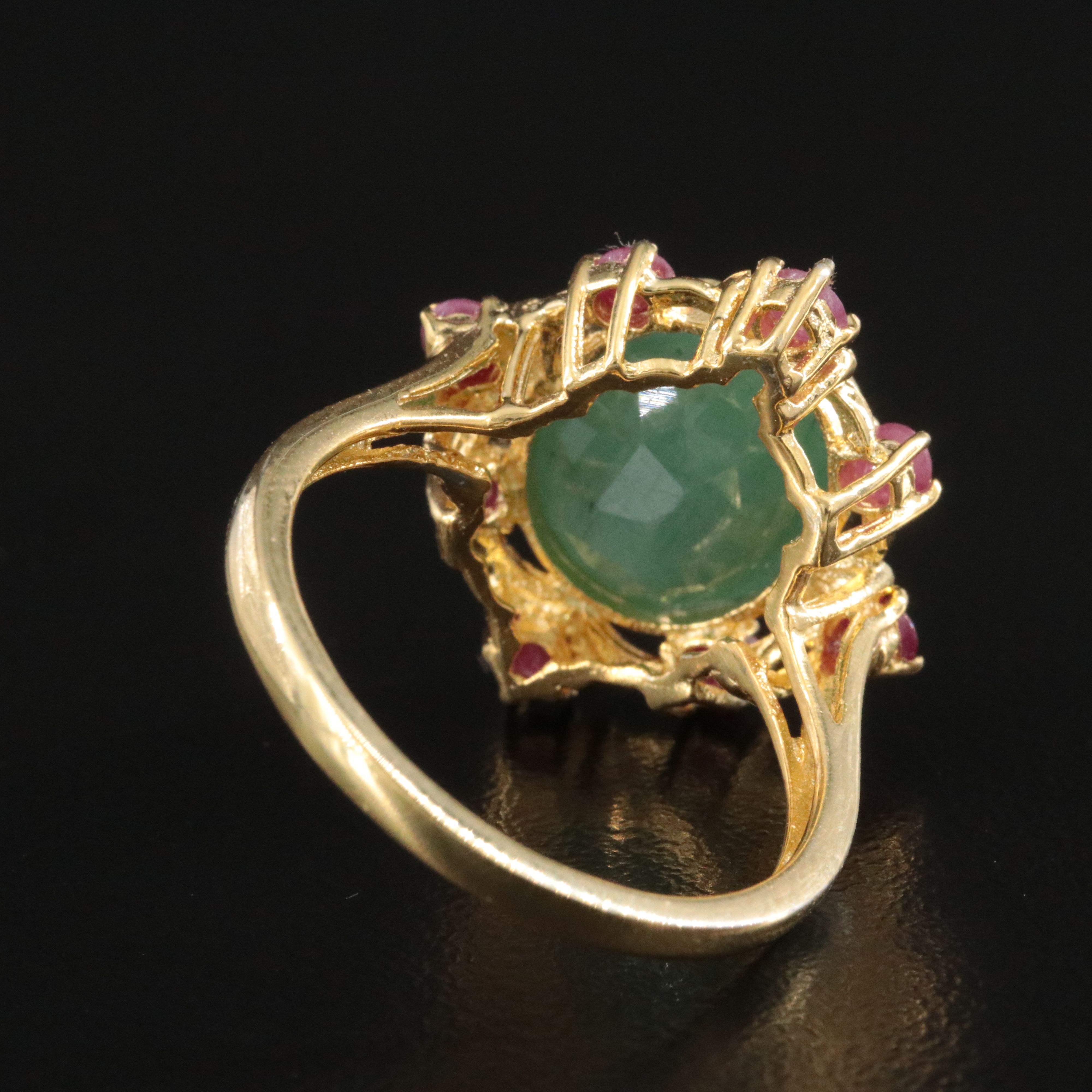 Sterling Emerald and Ruby Ring