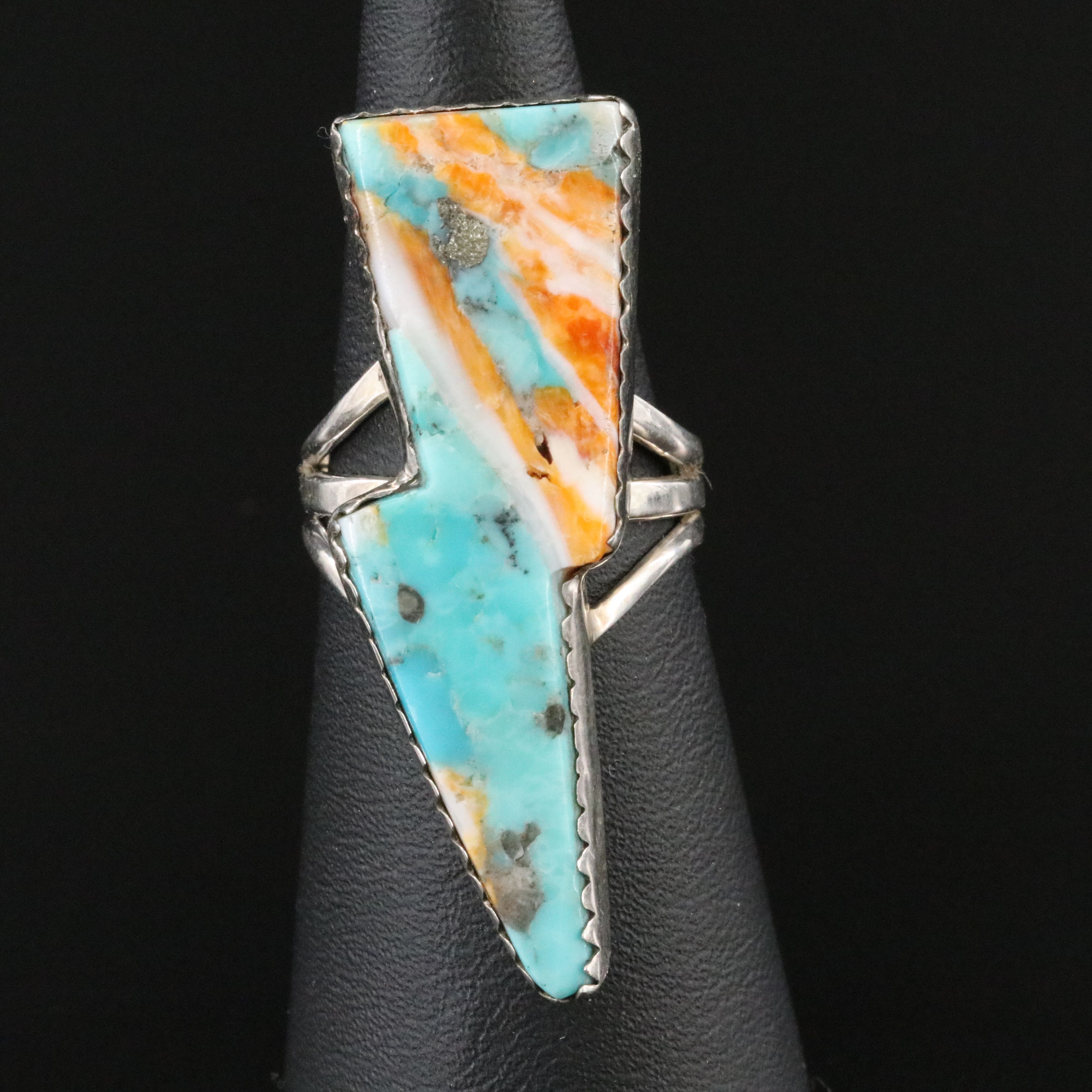 Sterling Composite Stone Lightning Bolt Ring