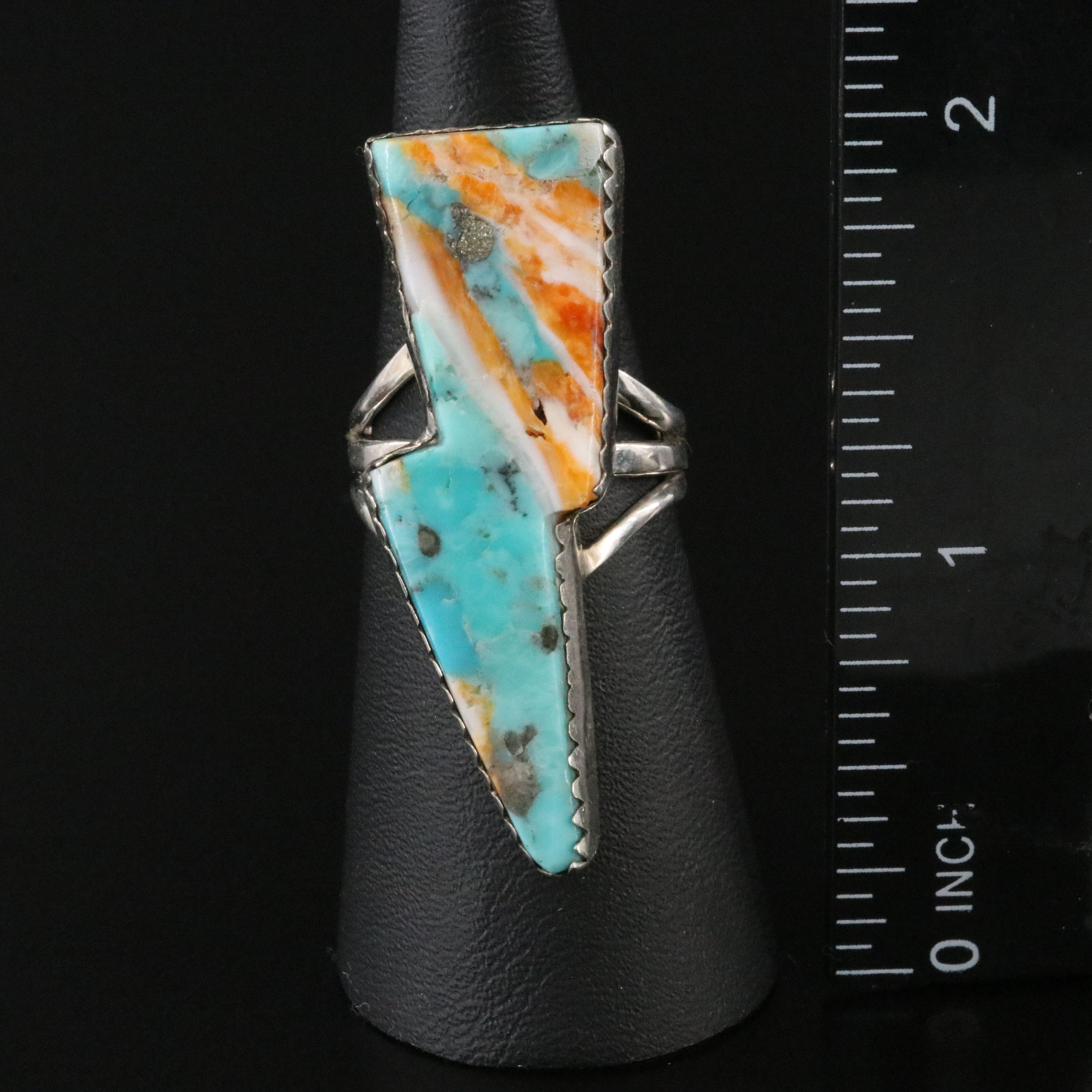 Sterling Composite Stone Lightning Bolt Ring