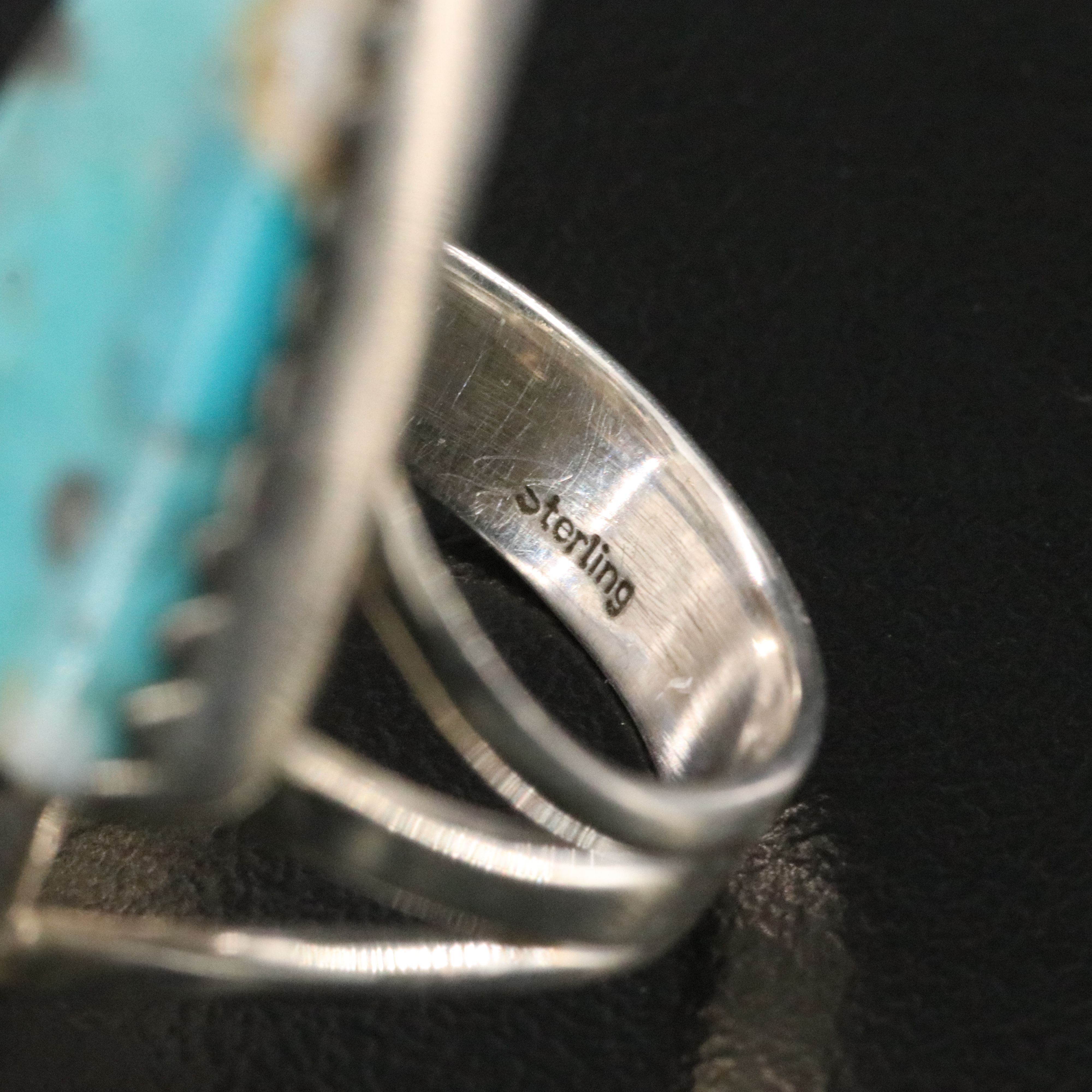 Sterling Composite Stone Lightning Bolt Ring