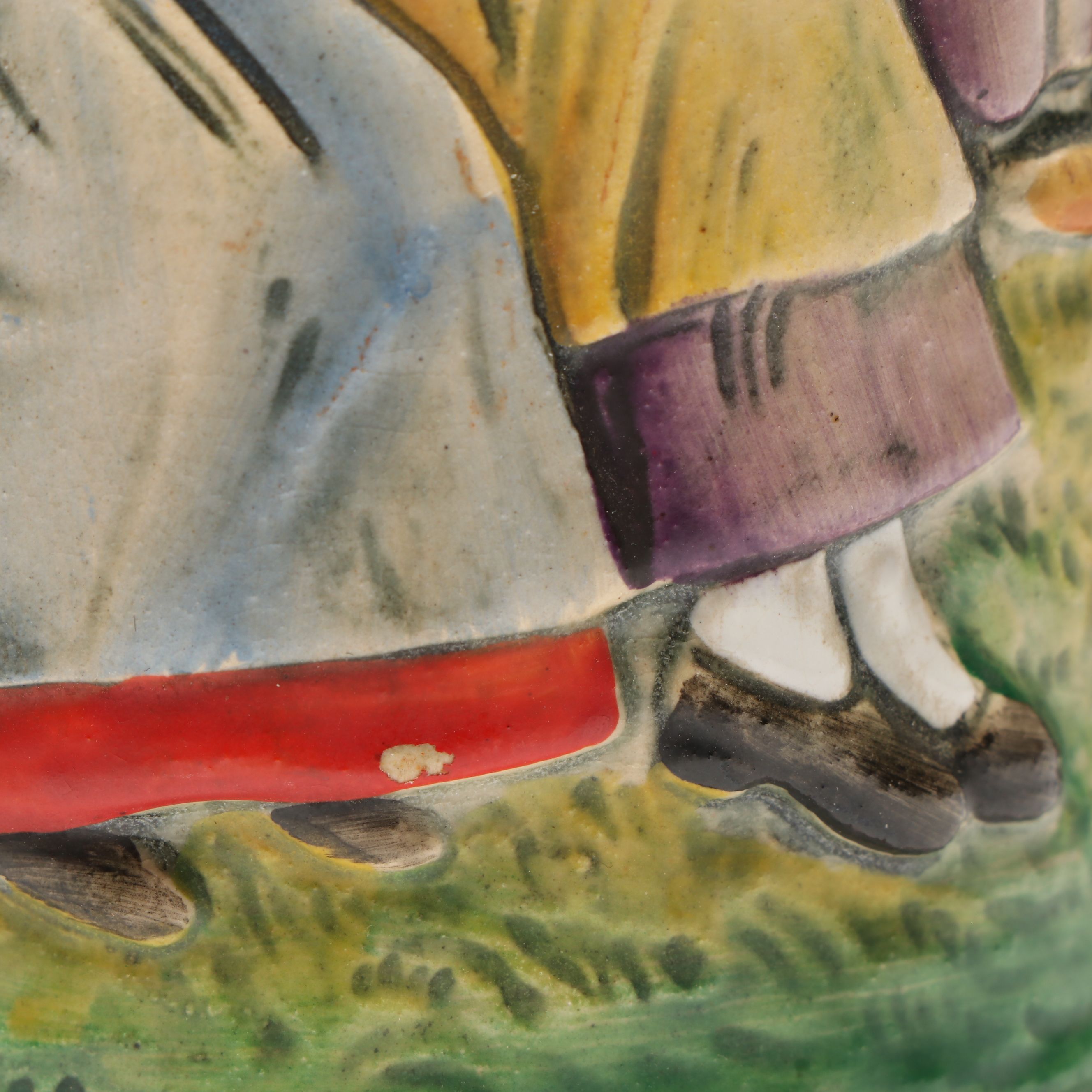 Pair of German Embossed Provincial Scene Steins