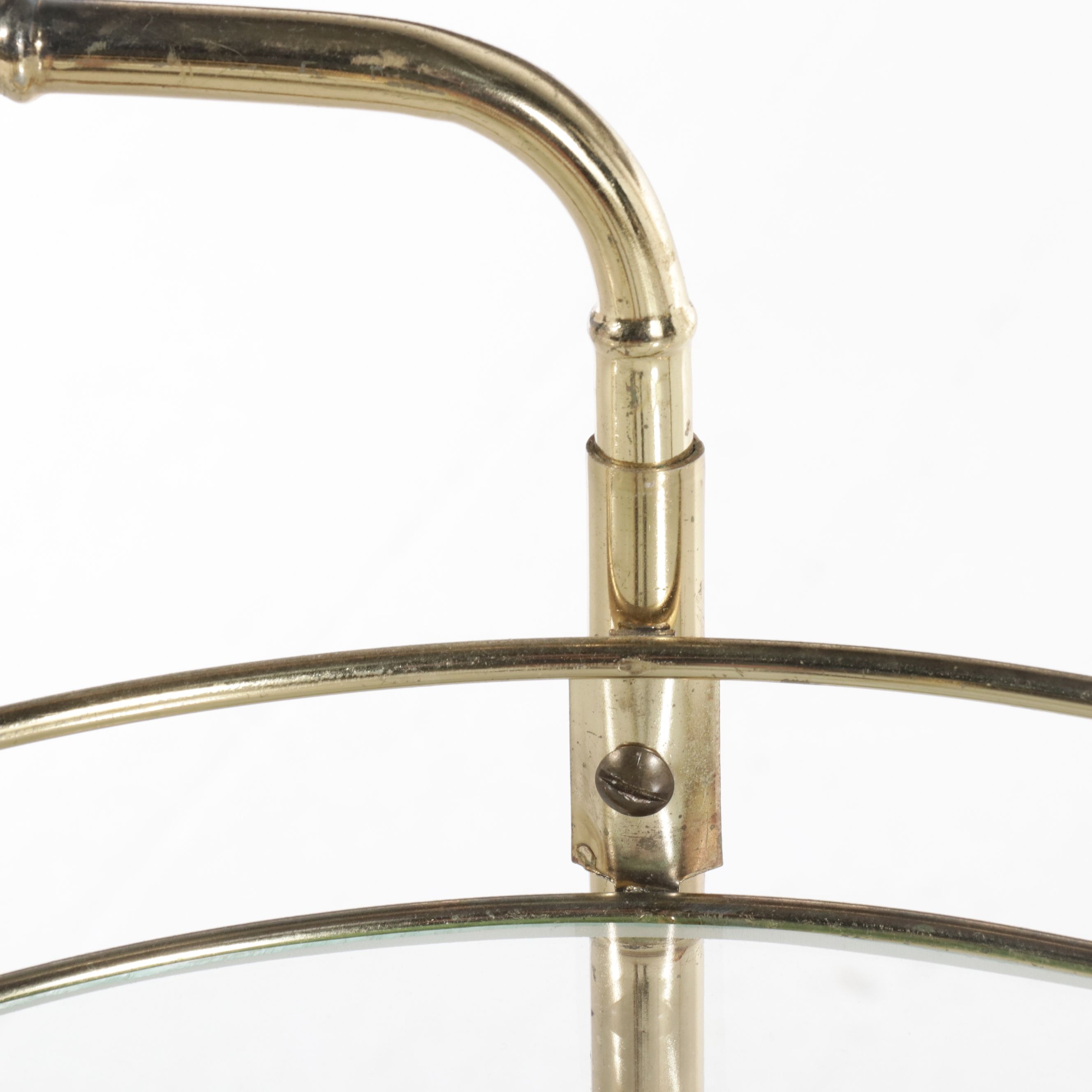 Hollywood Regency Faux Bamboo Metal and Glass Two-Tiered Serving Table