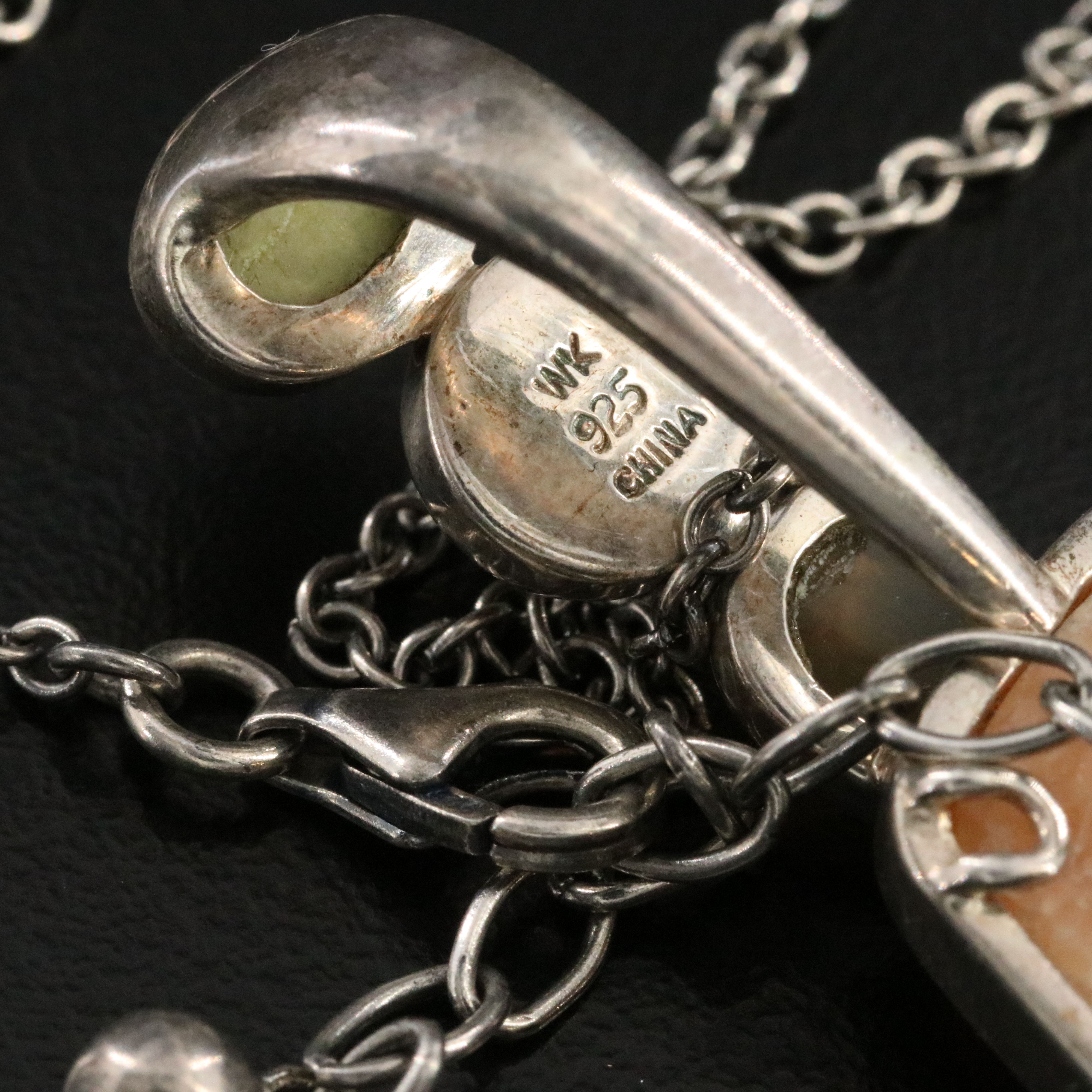 Sterling Quartzite, Jasper, and Agate Pendant Necklace