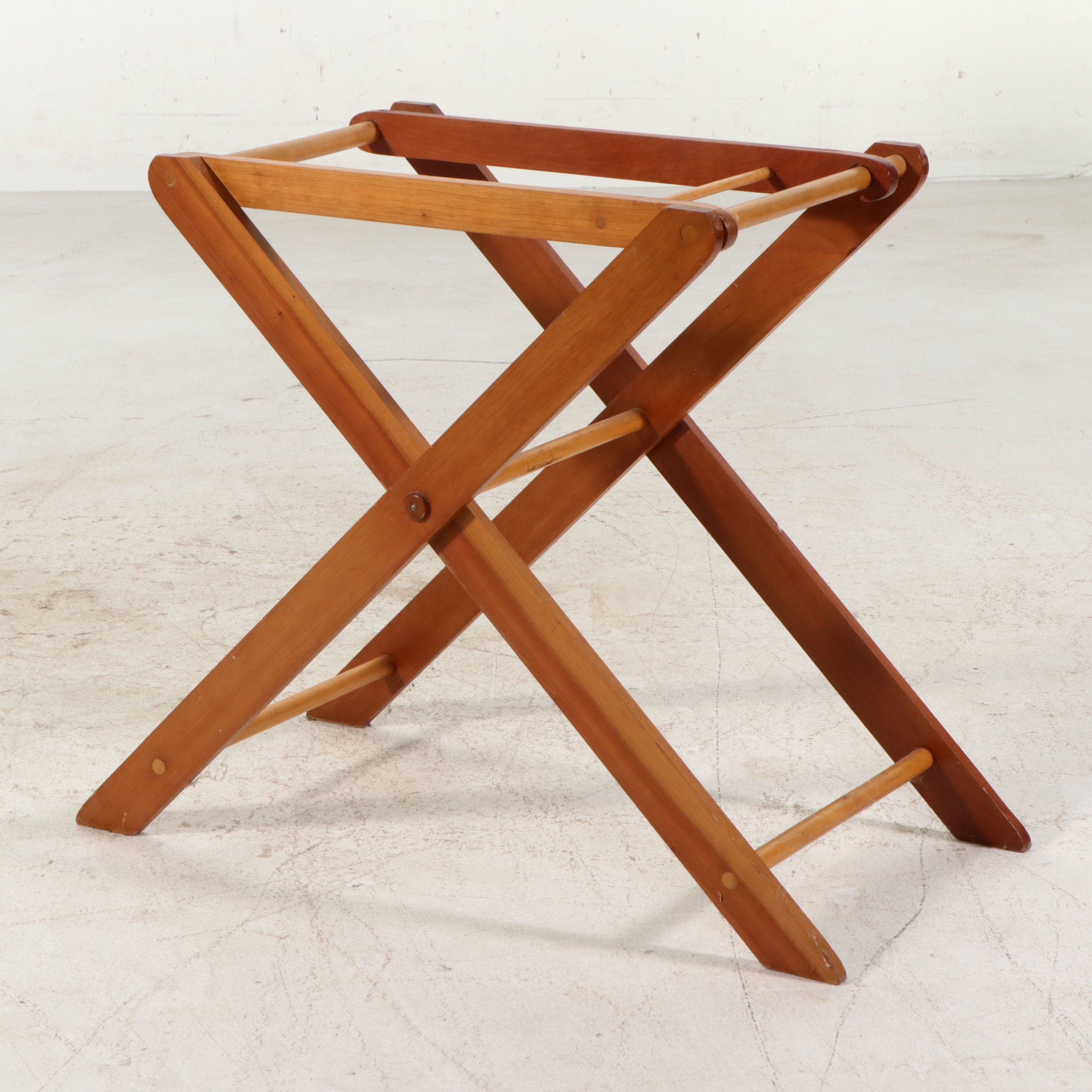Mid Century Modern Style Wood Folding Tray Stand or Luggage Rack
