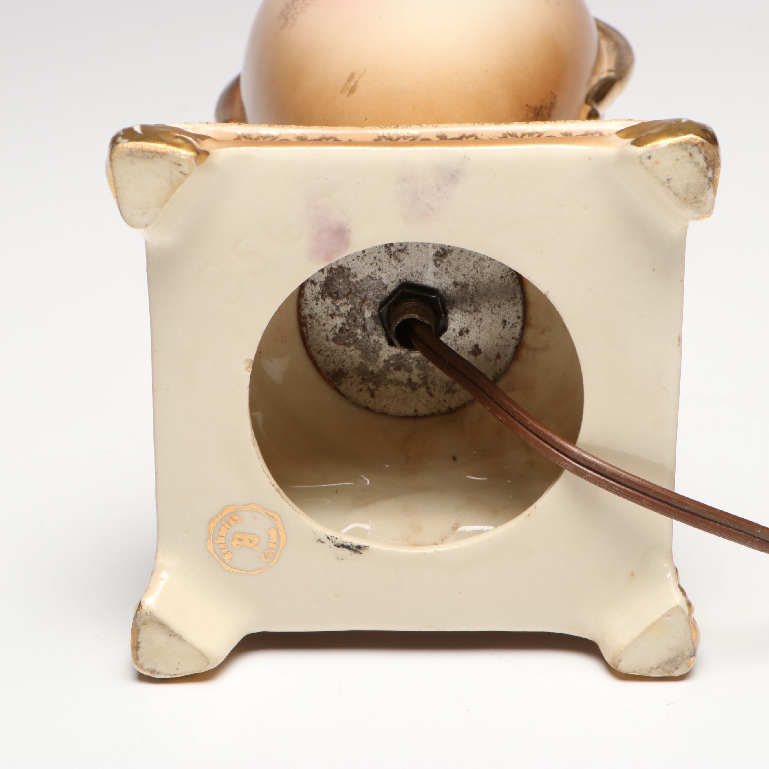 Beckwith Hand-Painted Gilt Porcelain Urn Table Lamp, Early to Mid-20th Century