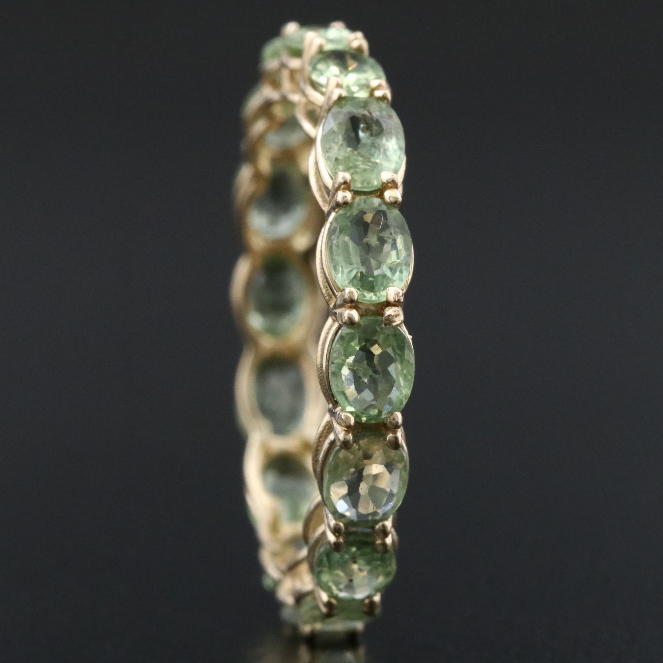 14K Green Sapphire Eternity Band