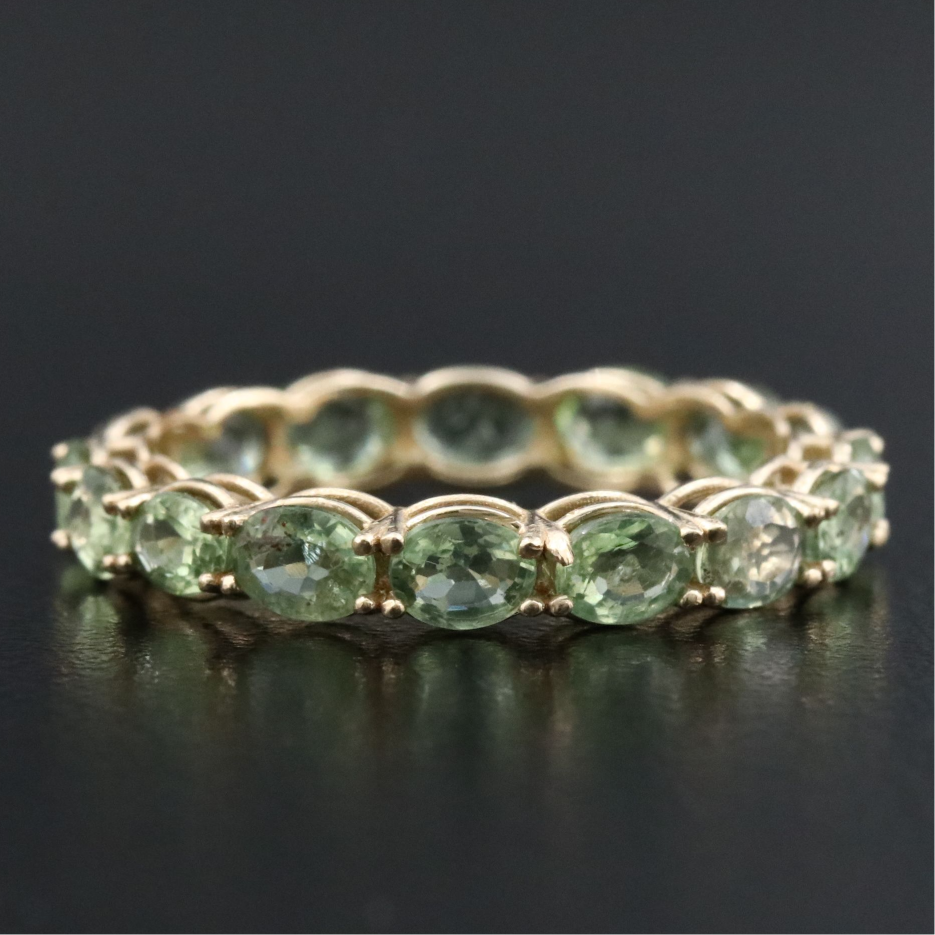 14K Green Sapphire Eternity Band