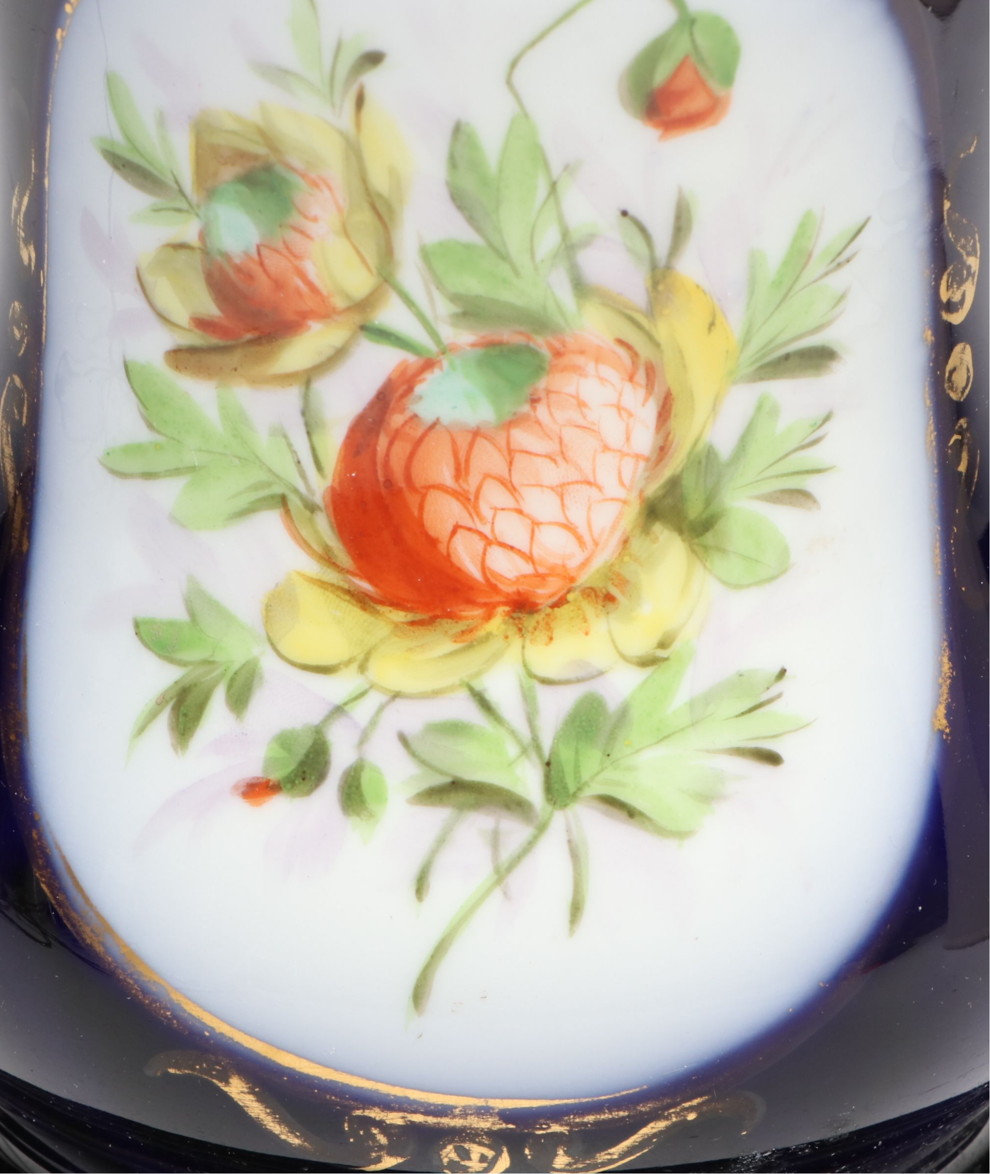 Victorian Style Hand-Painted Ceramic Table Lamp with Drum Shade