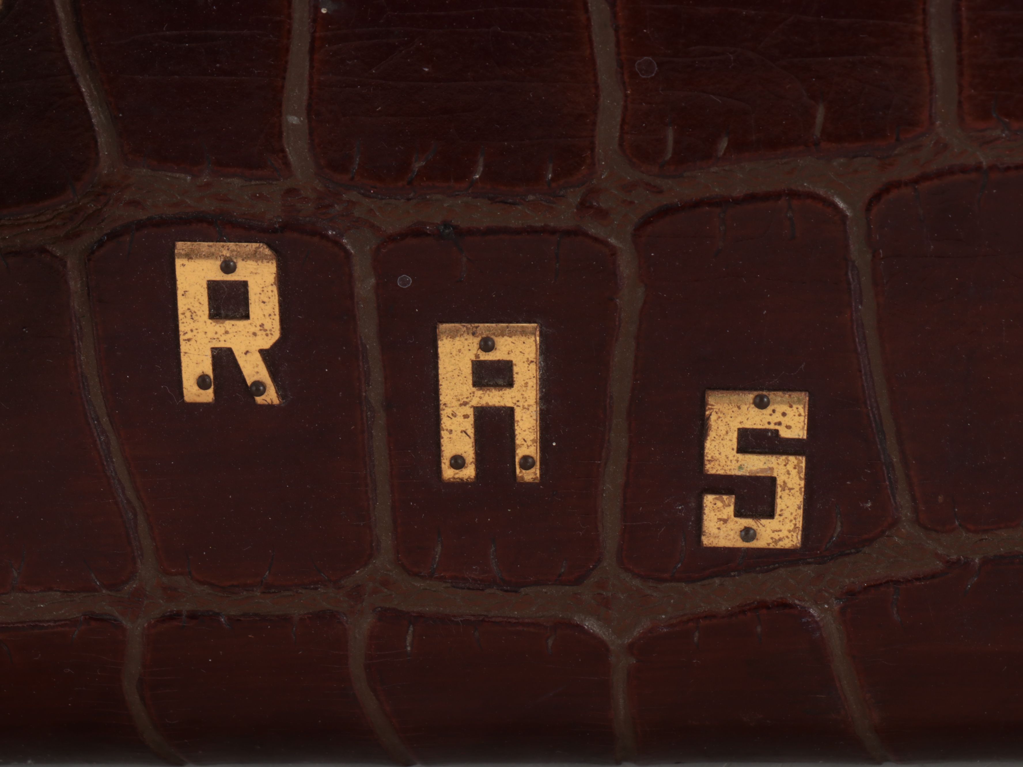 Crocodile Embossed Leather Suitcase, Mid-20th Century