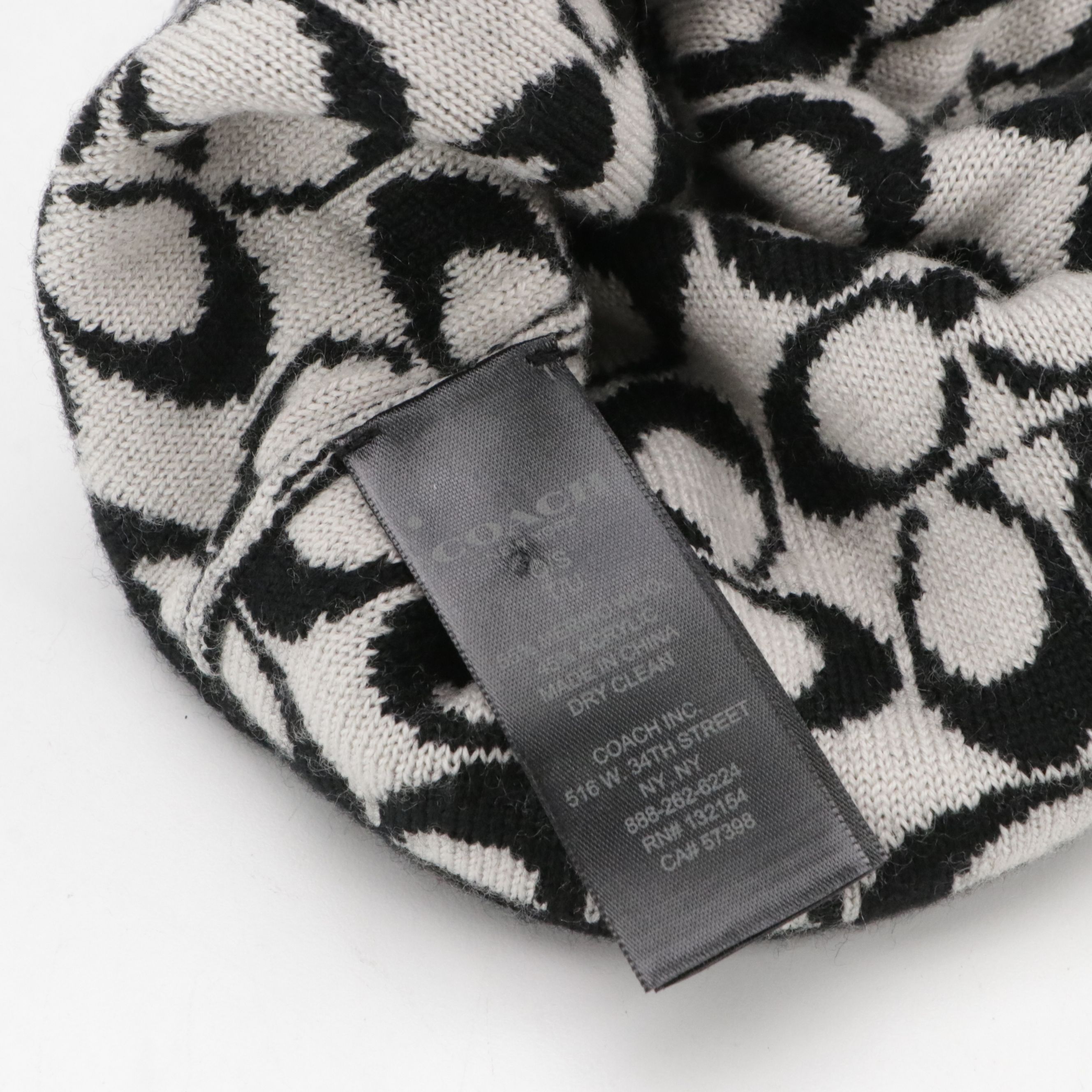 Coach B&W Signature C Wool Blend Hat and Gloves Set