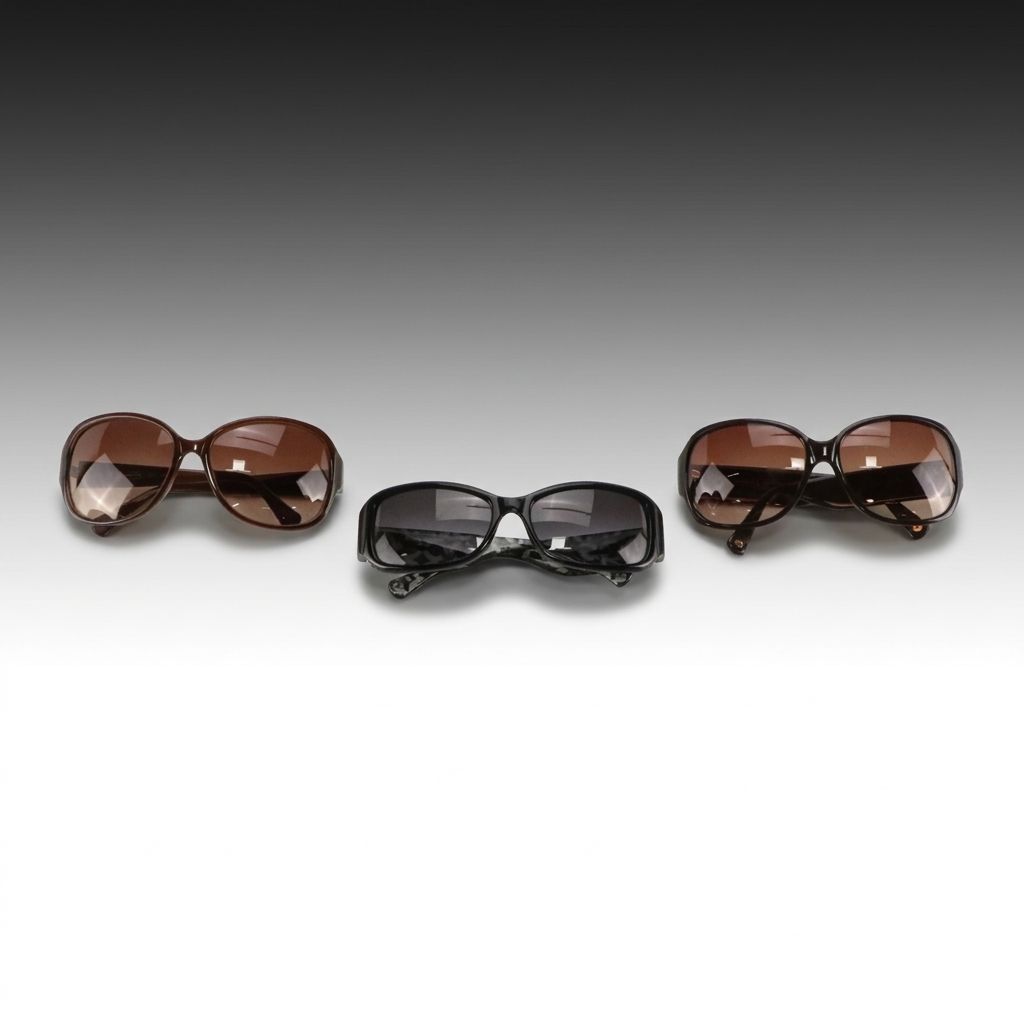 Coach Oversized Brown and Rectangular Black Sunglasses, With Case