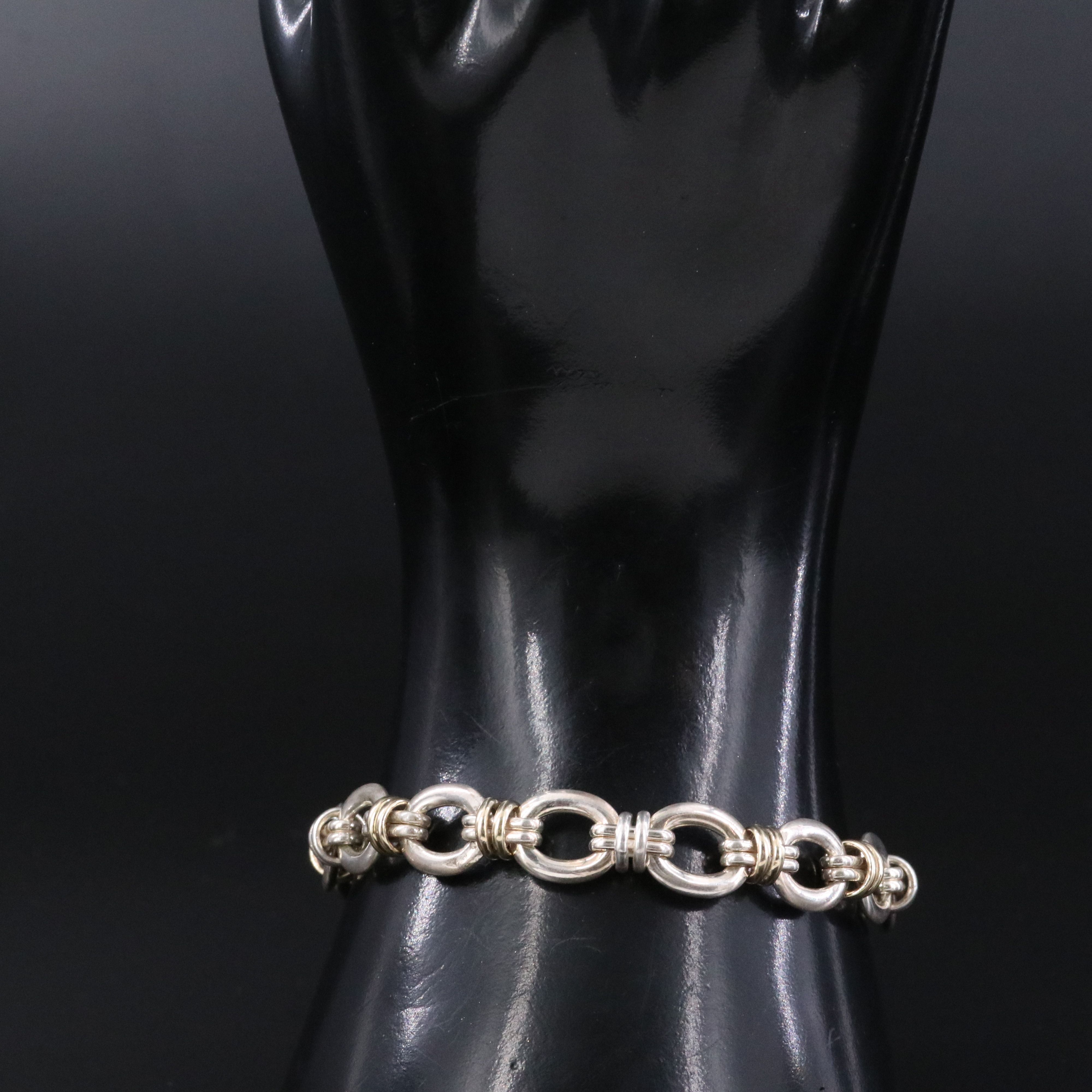 Sterling Bracelet with 14K Yellow Gold Accents