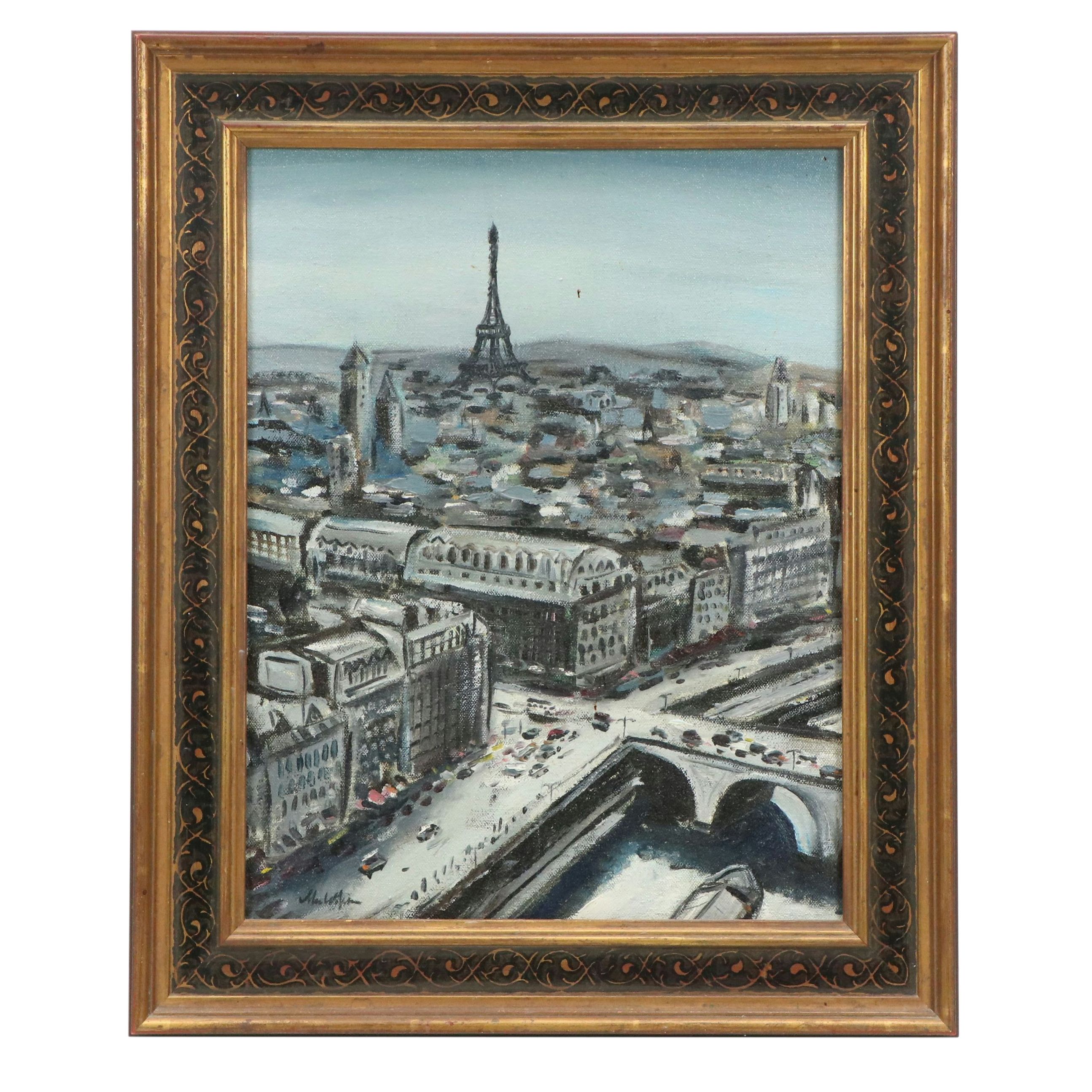 John Wilson Parisian Cityscape Oil Painting, Late 20th/21st Century